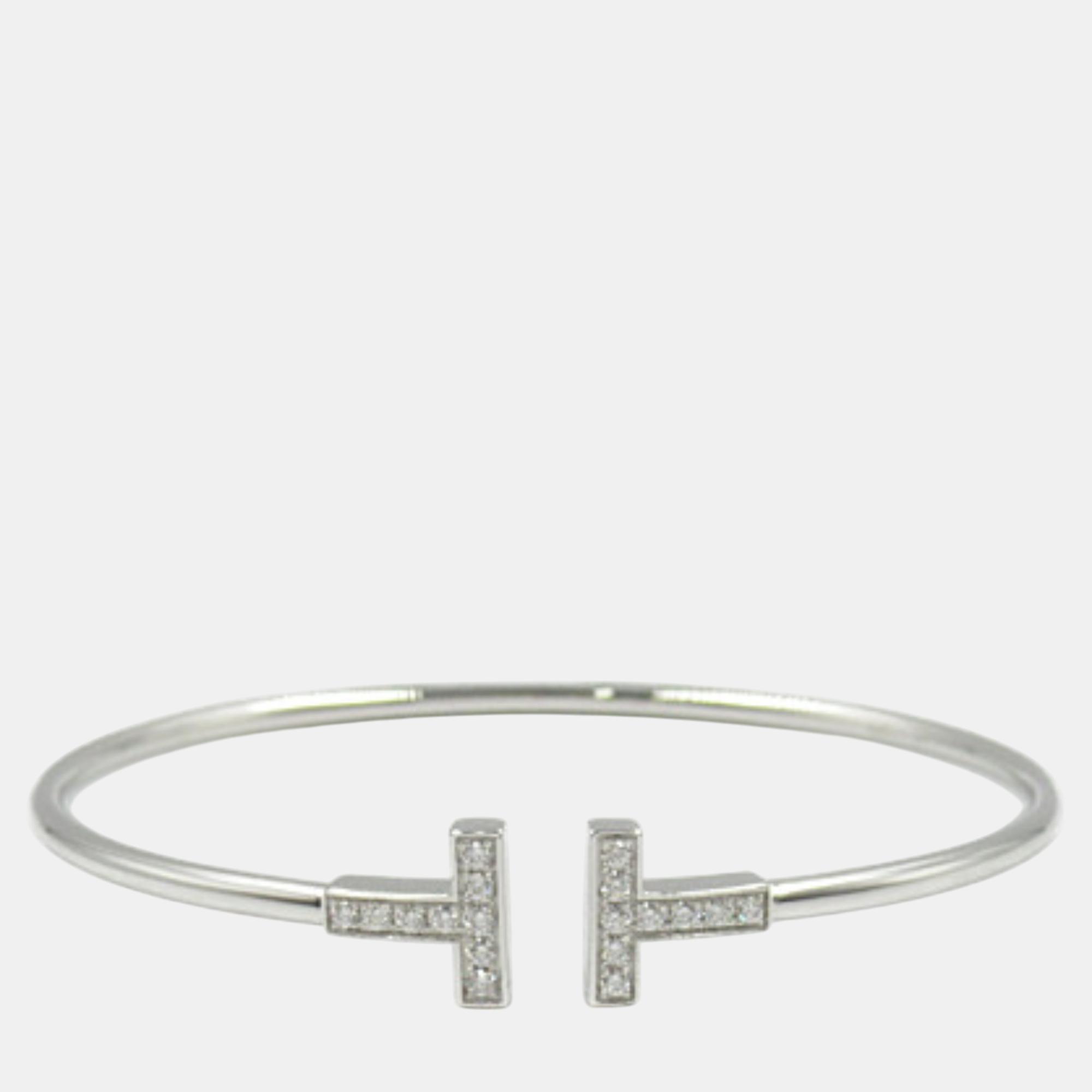 

Tiffany & Co. 18K White Gold and Diamond T Wire Bracelet