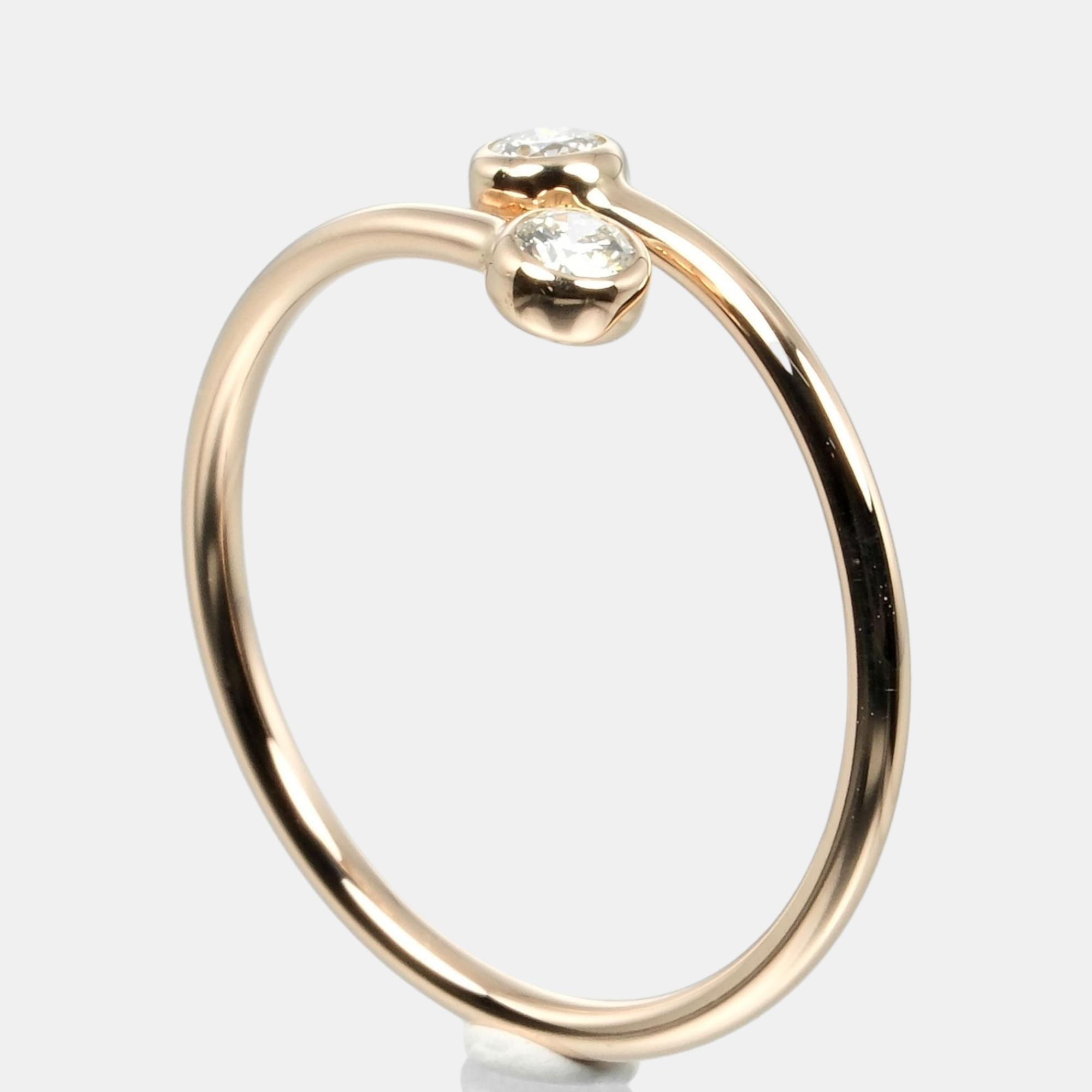 

Tiffany & Co. 18K Pink Gold Diamond Hoop Ring EU .5