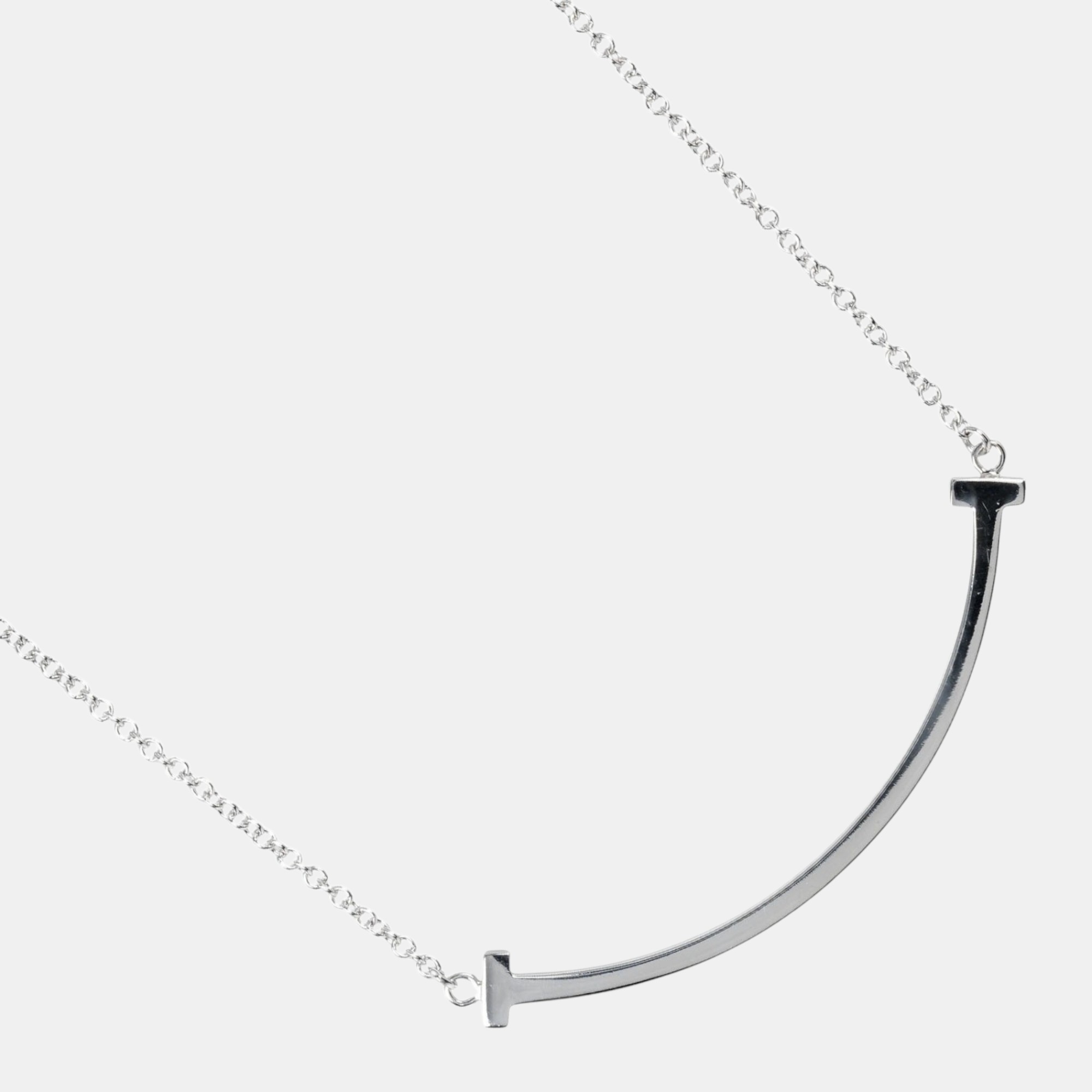 

Tiffany & Co. 18K White Gold T Smile Small Necklace