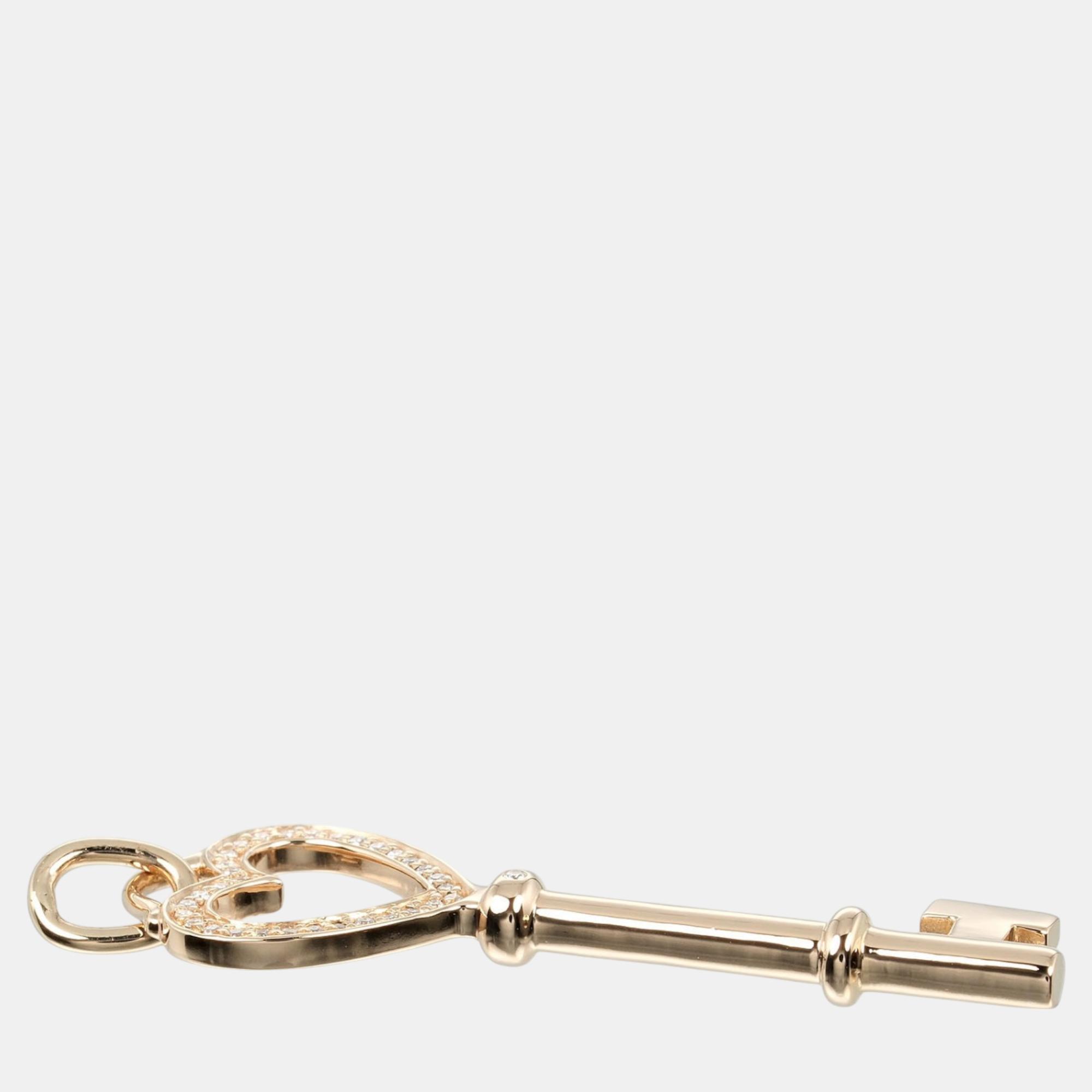 Tiffany & Co. 18K Pink Gold Heart Key Pendant 