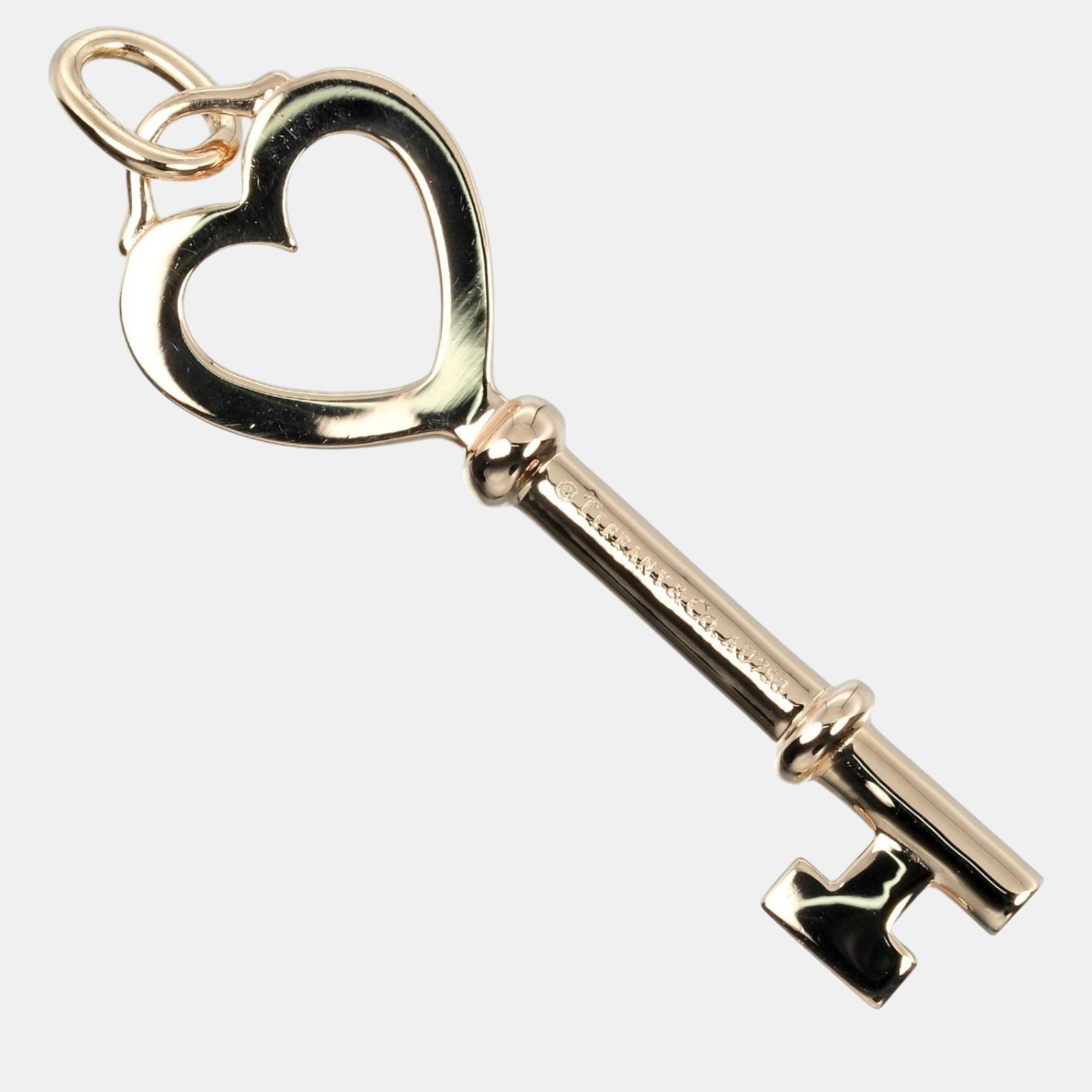Tiffany & Co. 18K Pink Gold Heart Key Pendant 