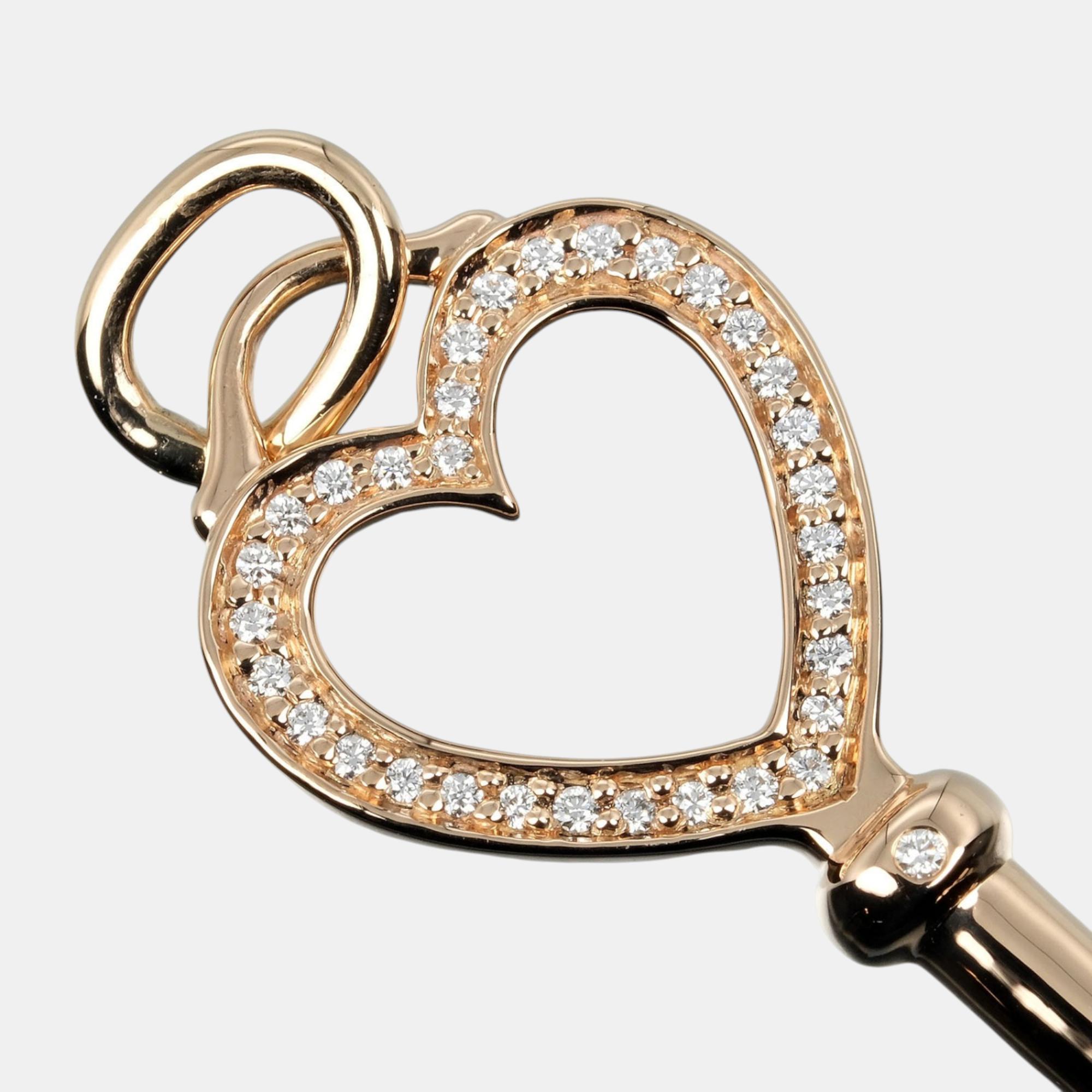 Tiffany & Co. 18K Pink Gold Heart Key Pendant 