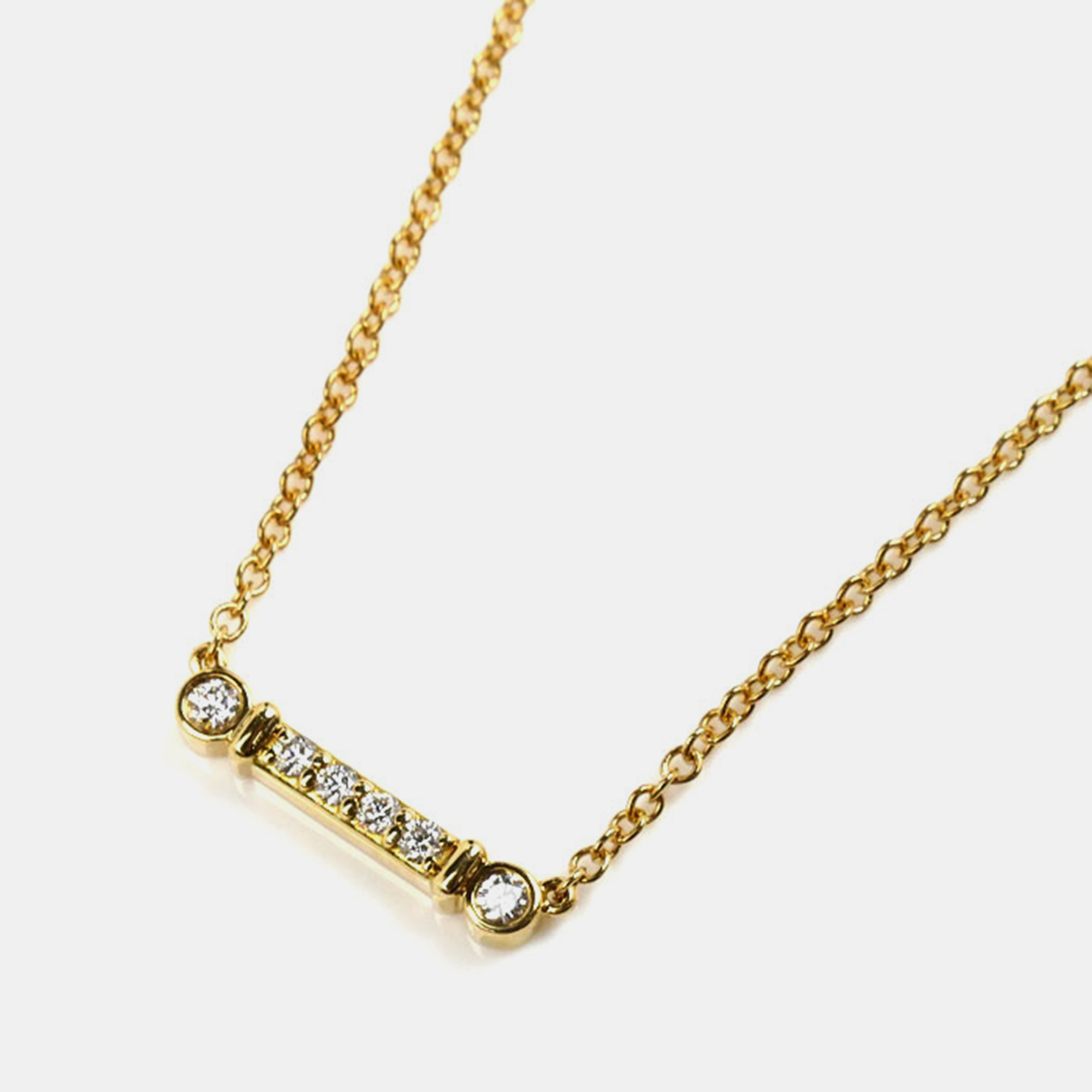 

Tiffany & Co. 18K Yellow Gold and Diamond Bar Pendant Necklace