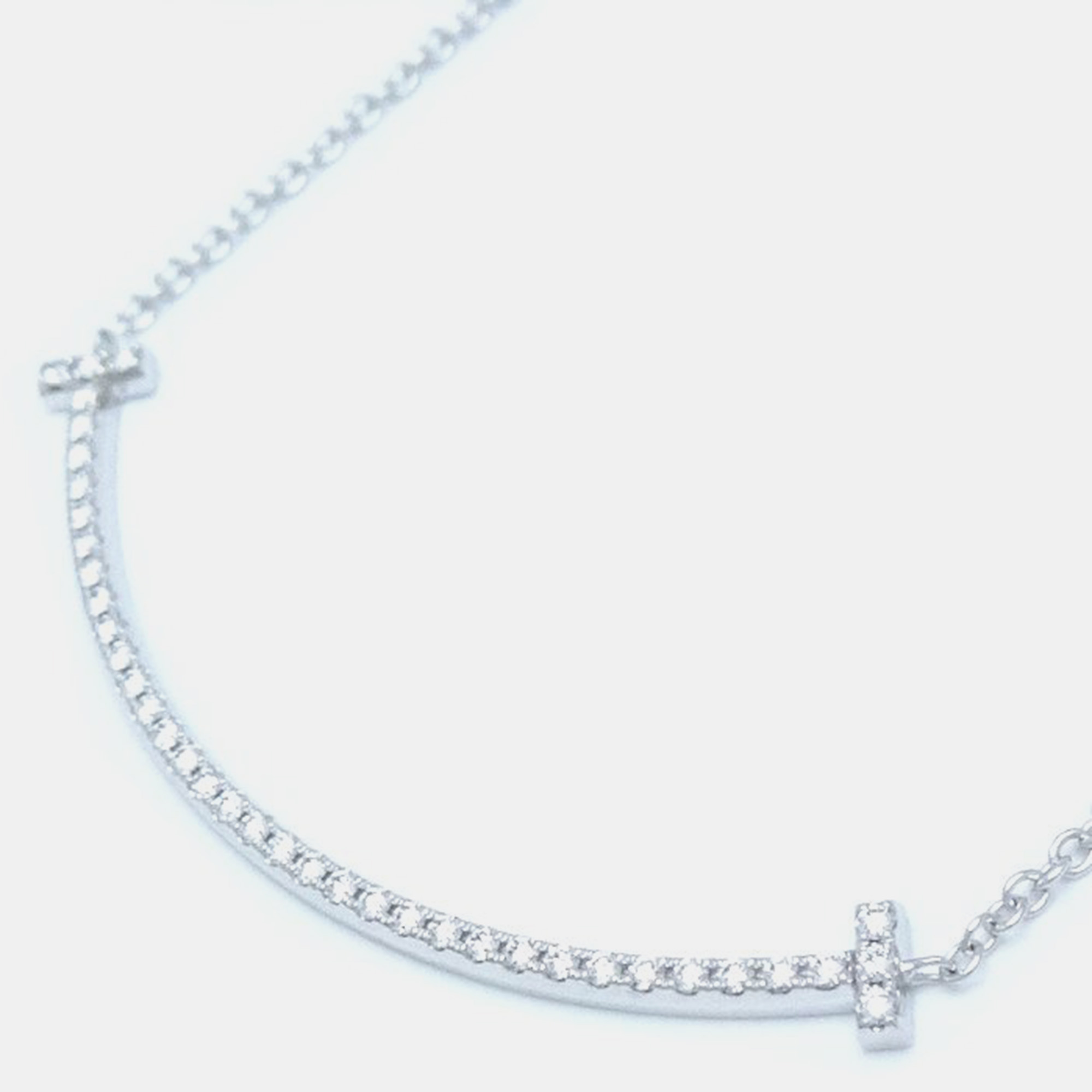 

Tiffany & Co. 18K White Gold and Diamond T Smile Pendant Necklace