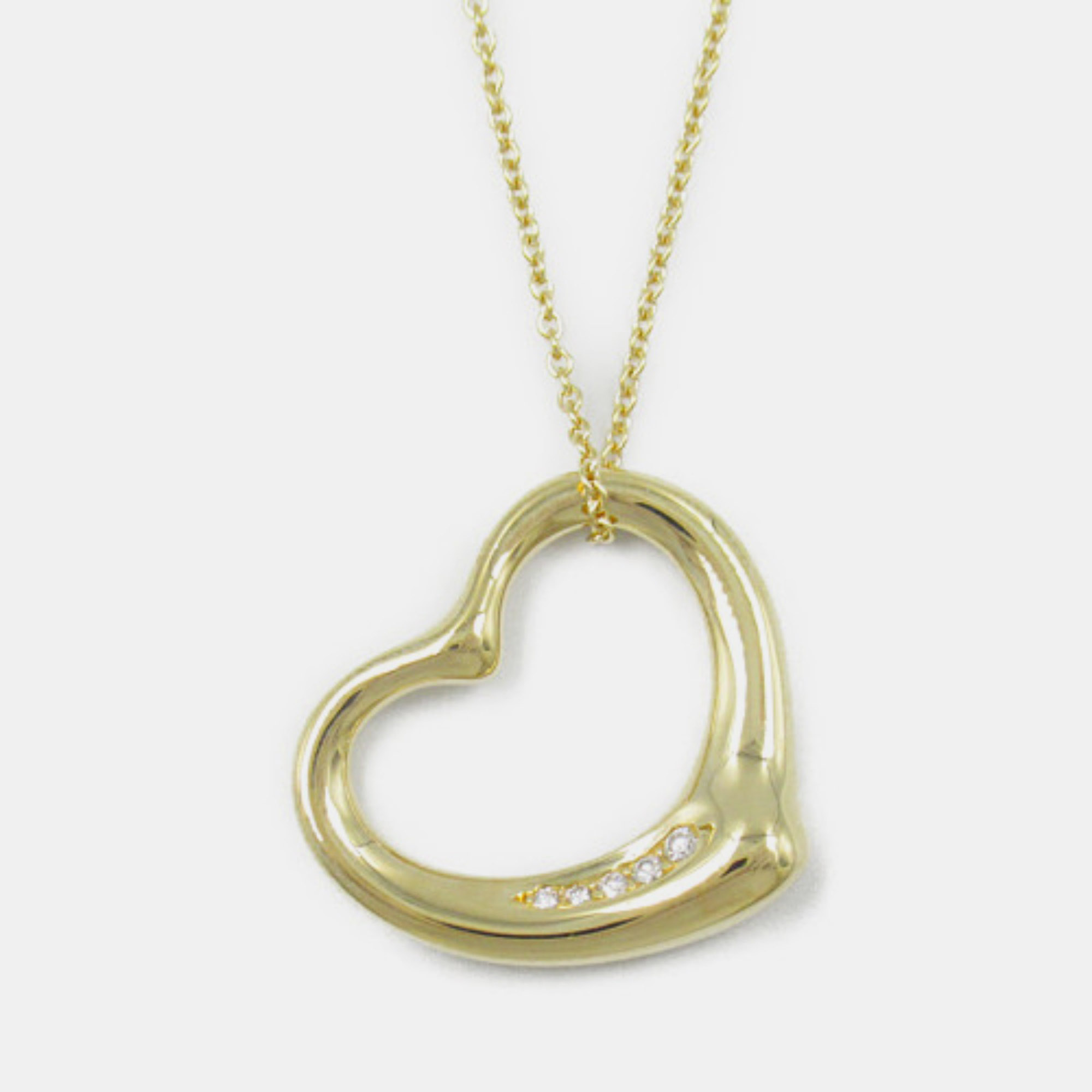 

Tiffany & Co. 18K Yellow Gold Diamond Elsa Peretti Open Heart Necklace