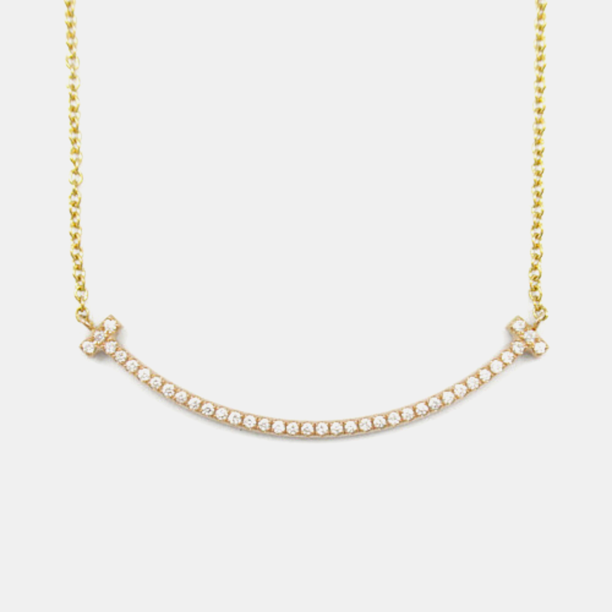 

Tiffany & Co. 18K Rose Gold and Diamond T Smile Pendant Necklace