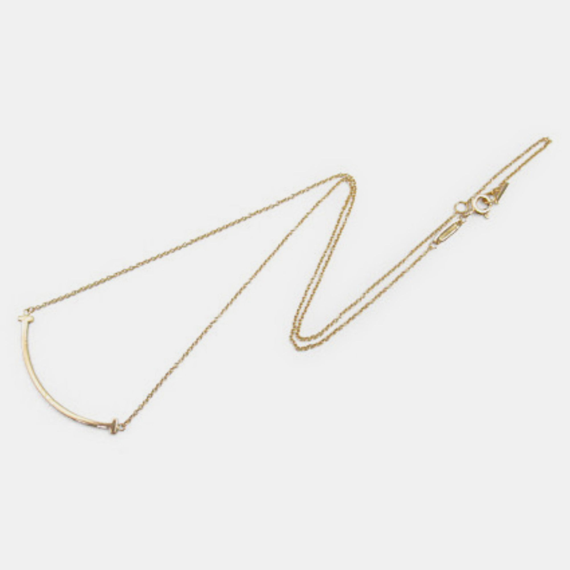 Tiffany & Co. 18K Pink Gold T Smile Pendant Necklace 