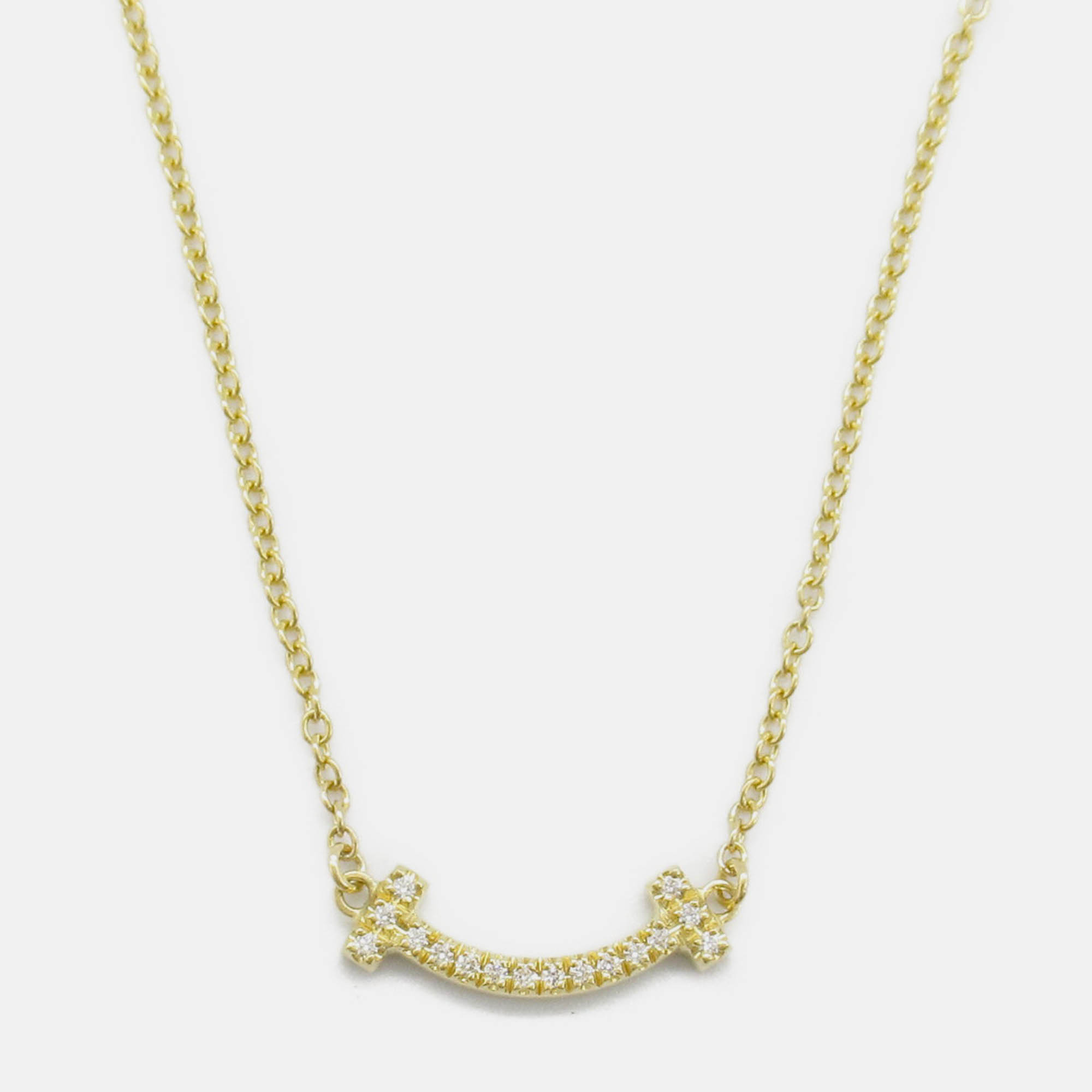 

Tiffany & Co. 18K Yellow Gold Diamond T Smile Pendant Necklace