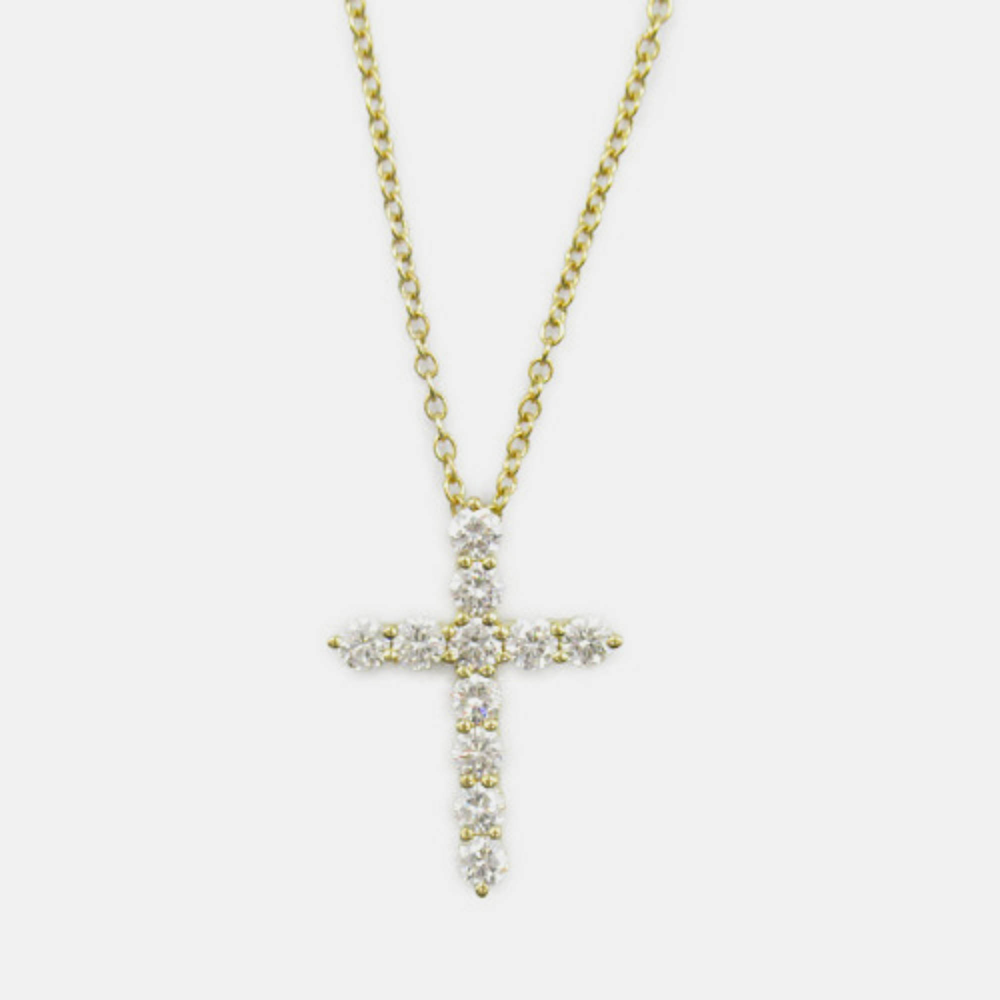 

Tiffany & Co. 18K Yellow Gold Diamond Cross Pendant Necklace