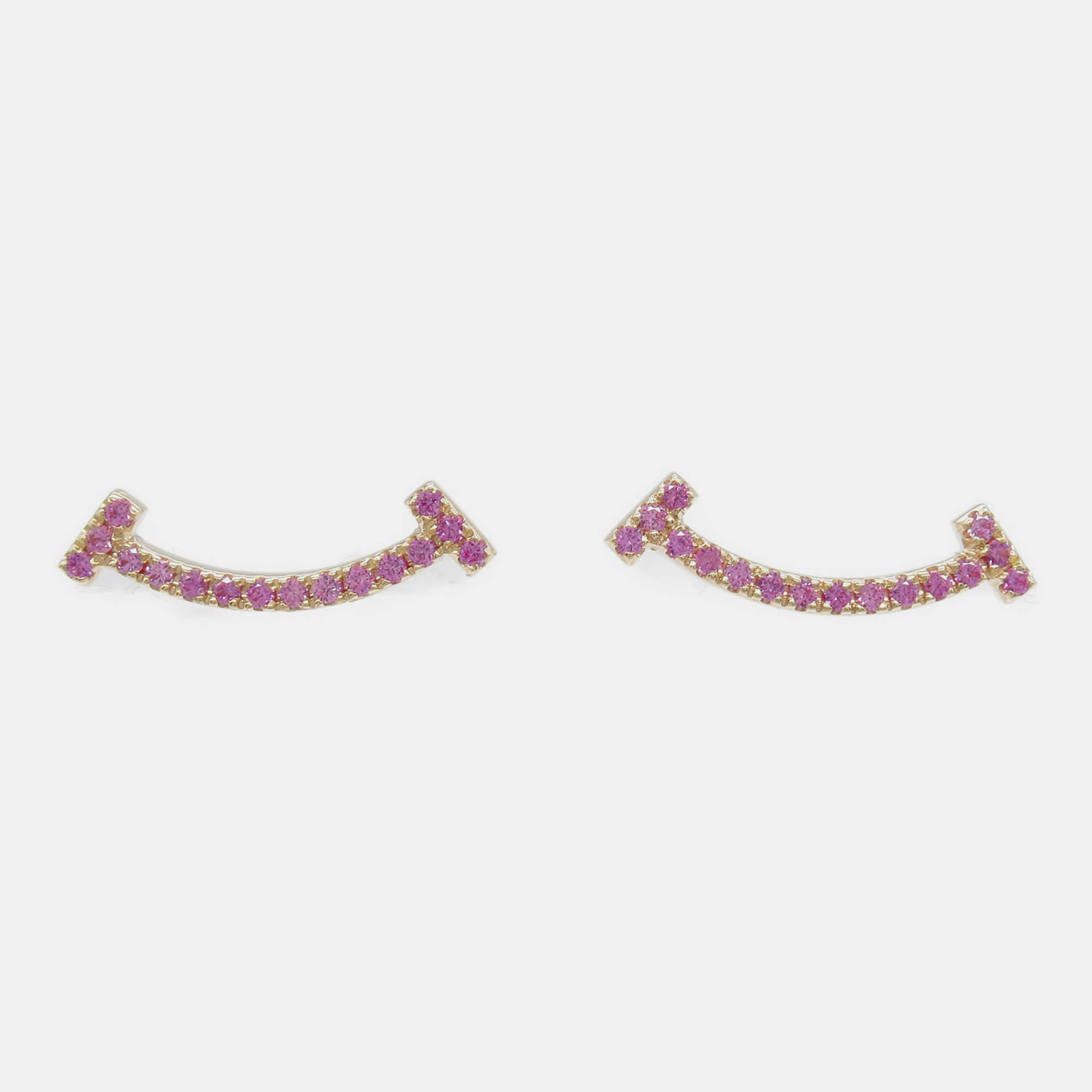 

Tiffany & Co. 18K Pink Gold Pink Sapphire T Smile Earrings