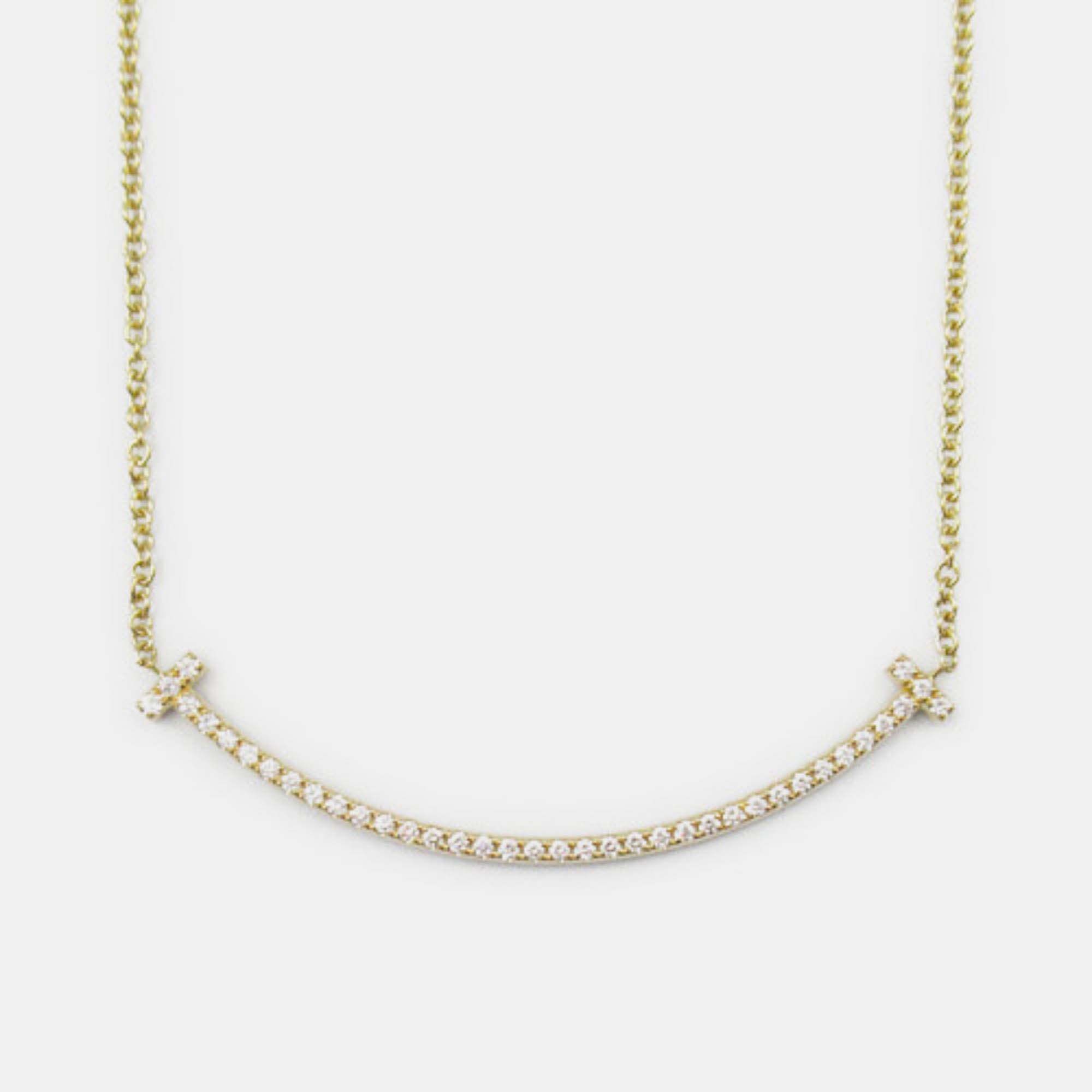 

Tiffany & Co. 18K Yellow Gold T Smile Diamond Pendant Necklace