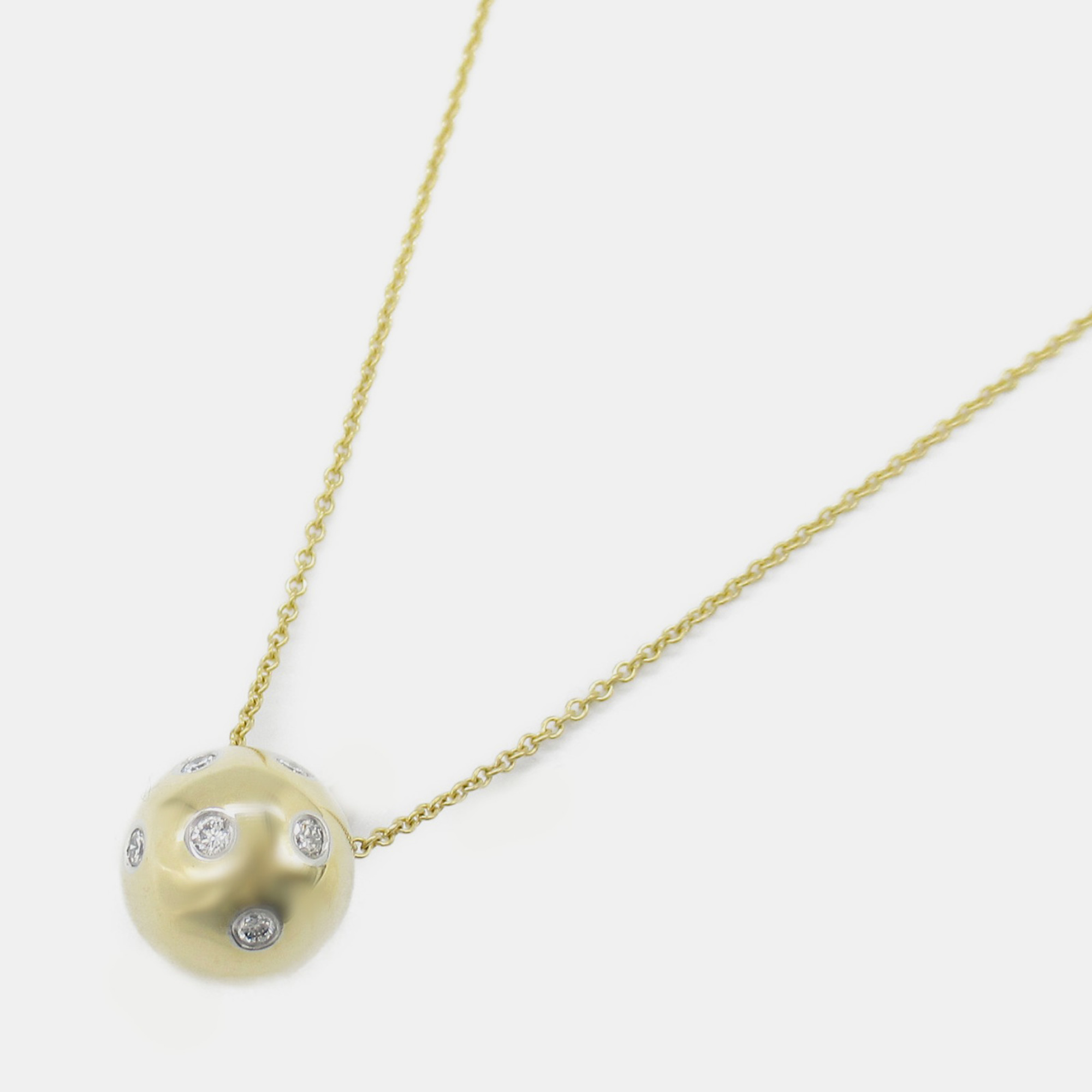 Tiffany & Co. 18k Yellow Gold Platinum Etoile Diamond Ball Pendant Necklace 