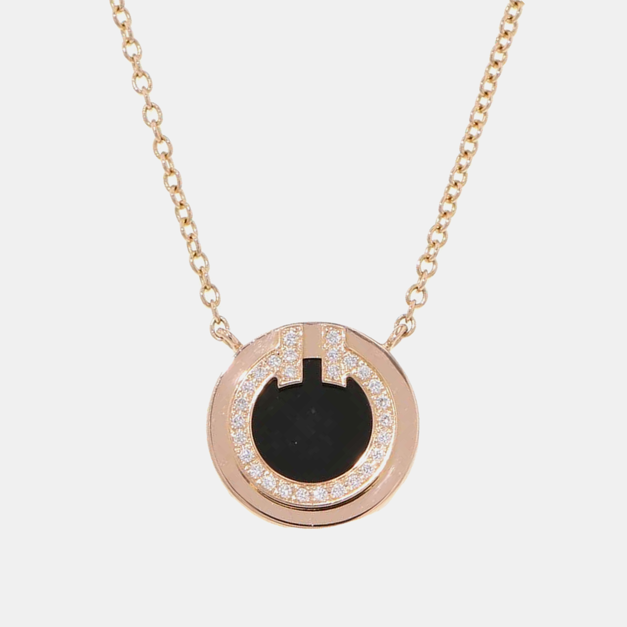 

Tiffany & Co. 18K Pink Gold Diamond Two Circle Necklace