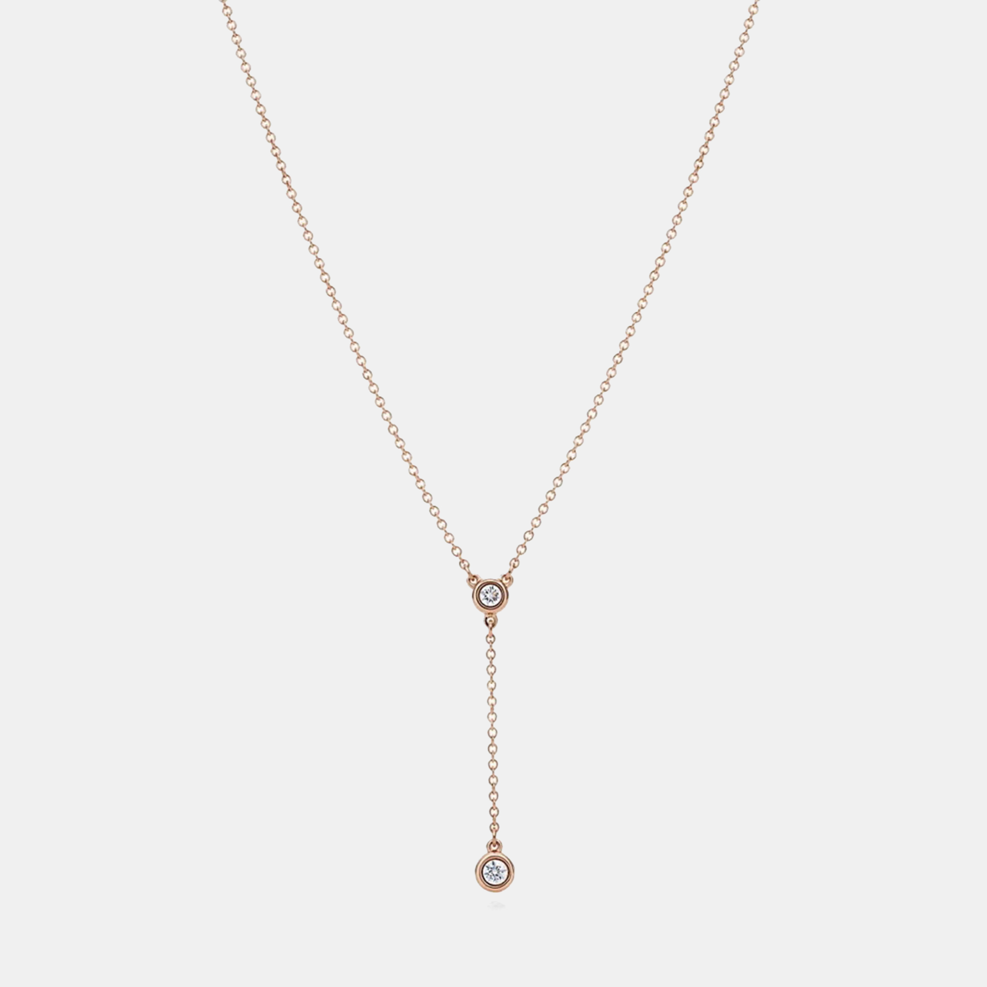 

Tiffany & Co. 18K Rose Gold Double Diamond Pendant Necklace