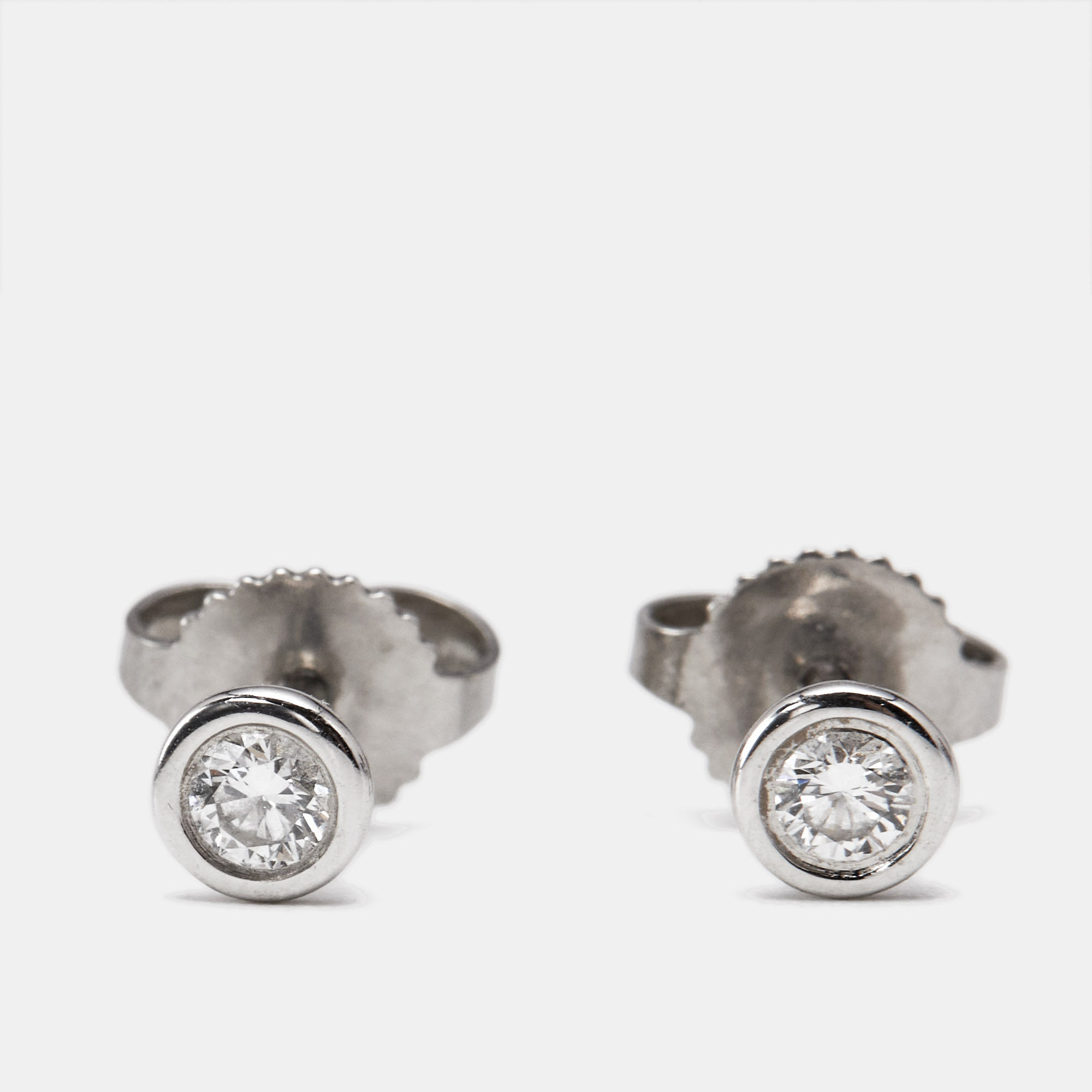 Pre-owned Tiffany & Co Elsa Peretti Diamonds By The Yard Platinum Stud Earrings