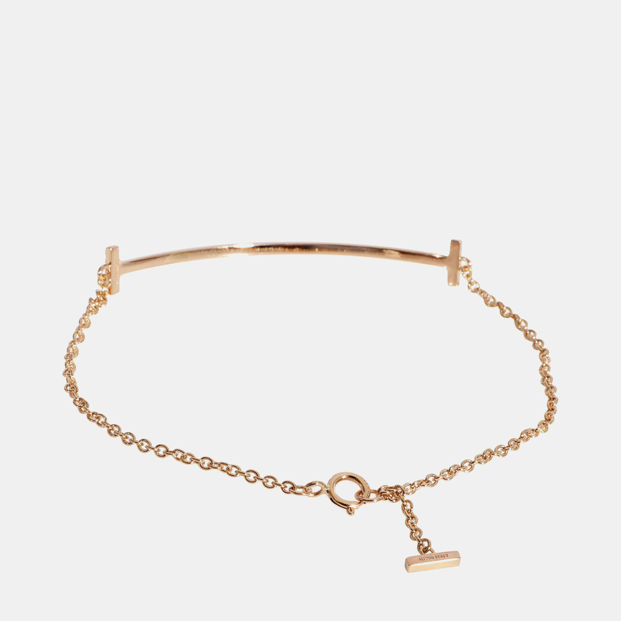 

Tiffany & Co. 18K Rose Gold and Diamond T Smile Bracelet