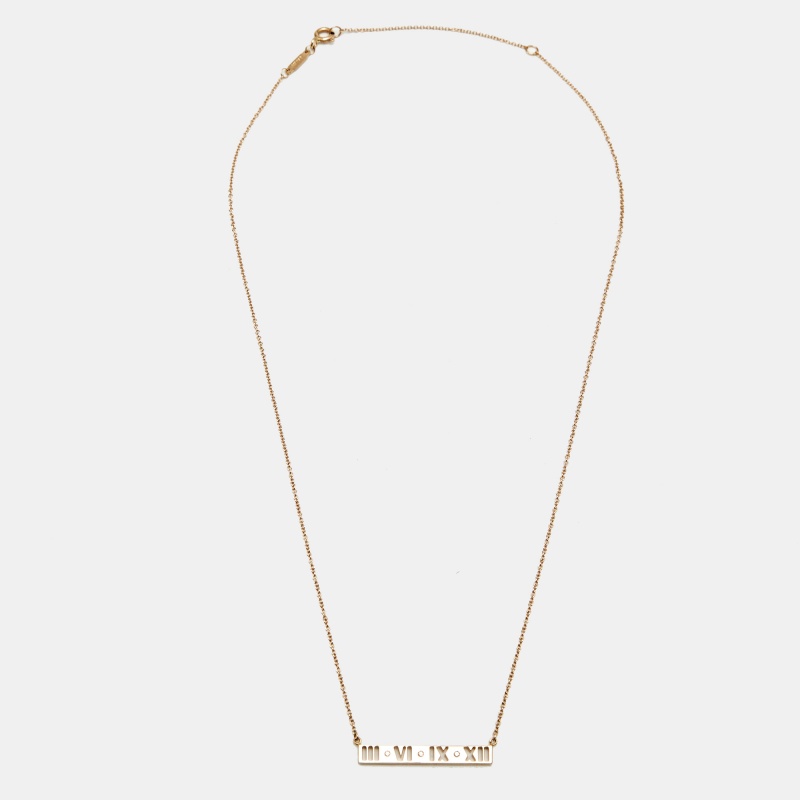 

Tiffany & Co. Atlas Pierecd Diamond 18k Rose Gold Necklace