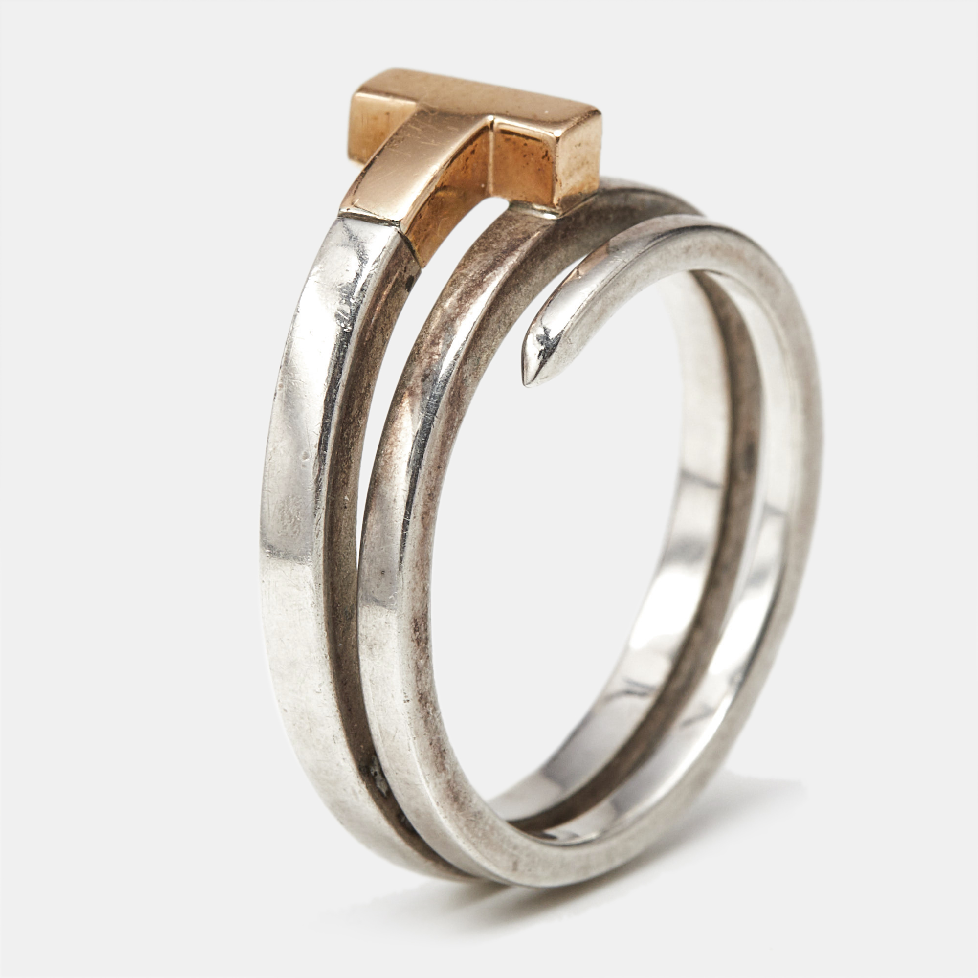 

Tiffany & Co. T Square 18K Rose Gold Sterling Silver Wrap Ring Size
