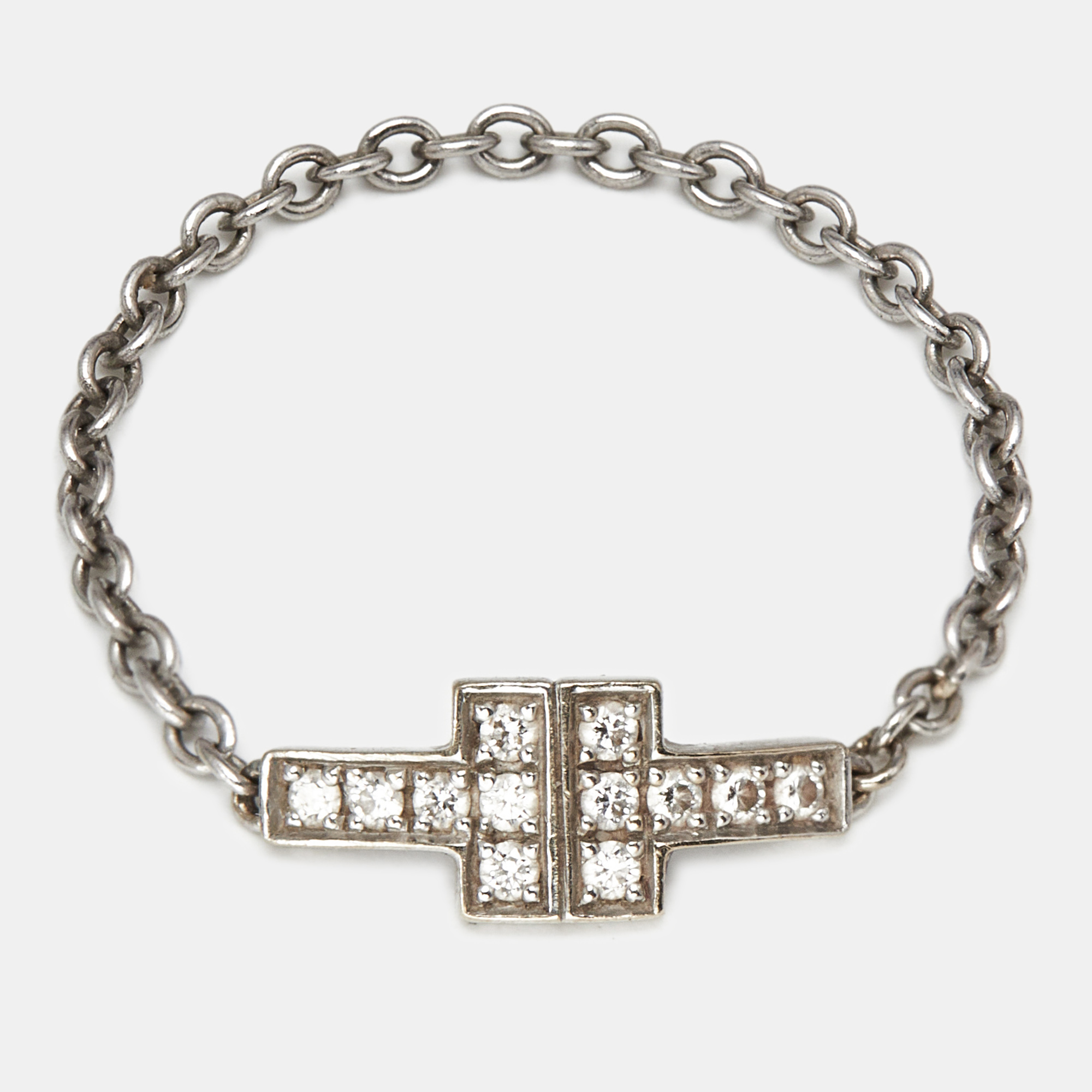 

Tiffany & Co. Tiffany T Diamonds 18k White Gold Chain Ring Size