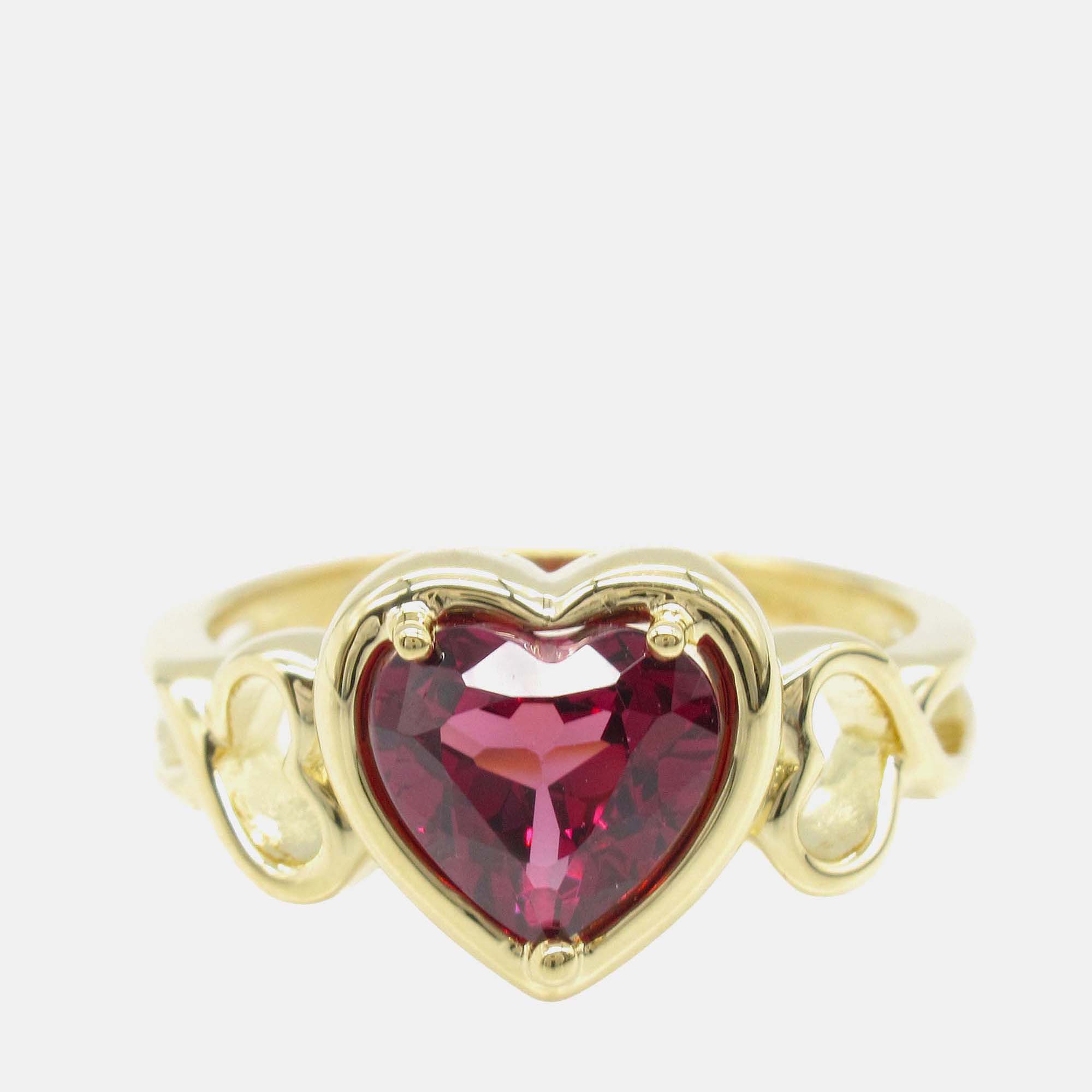 

Tiffany & Co. 18K Yellow Gold Garnet Heart Ring EU 55