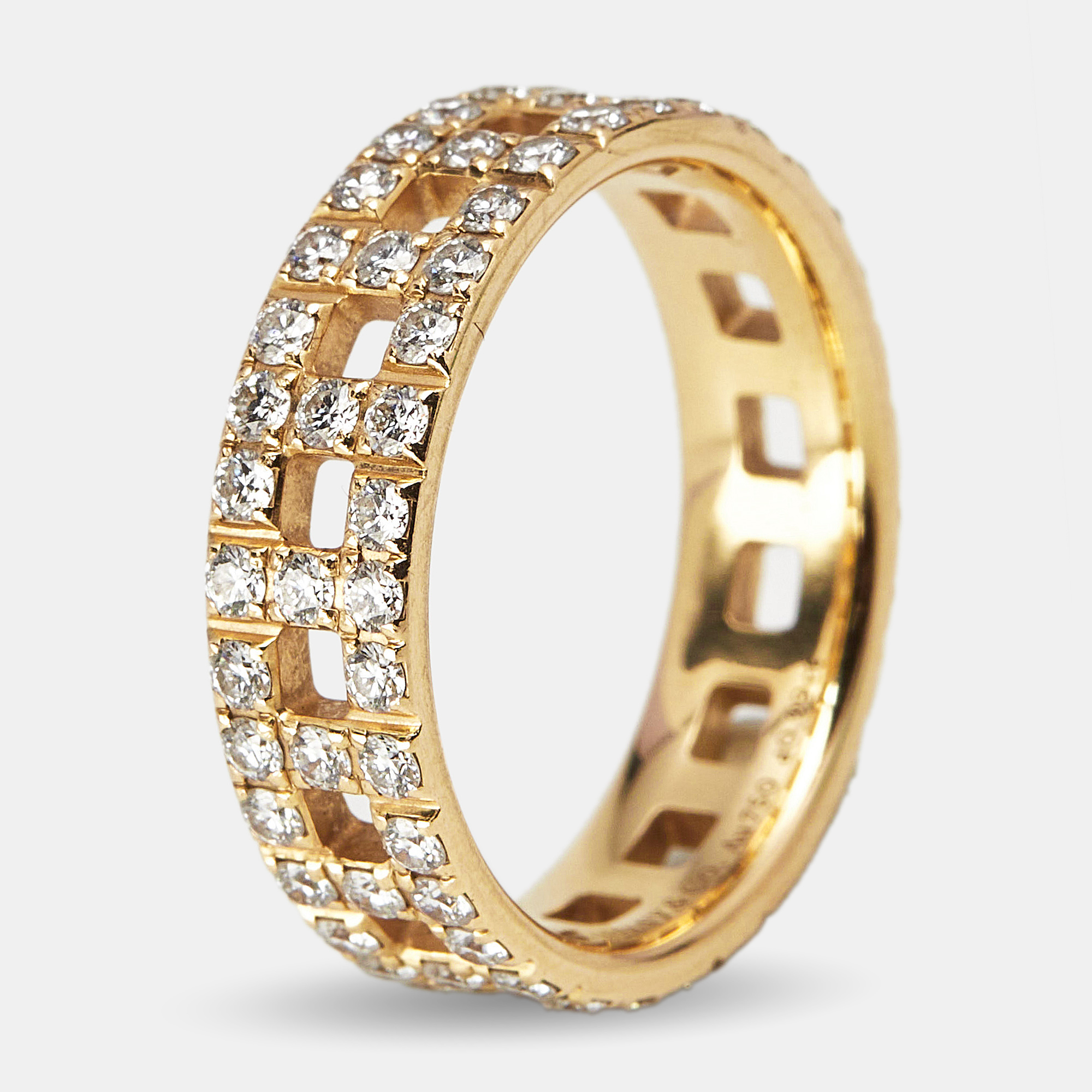 Pre-owned Tiffany & Co Tiffany True Diamonds 18k Yellow Gold Ring Size 53