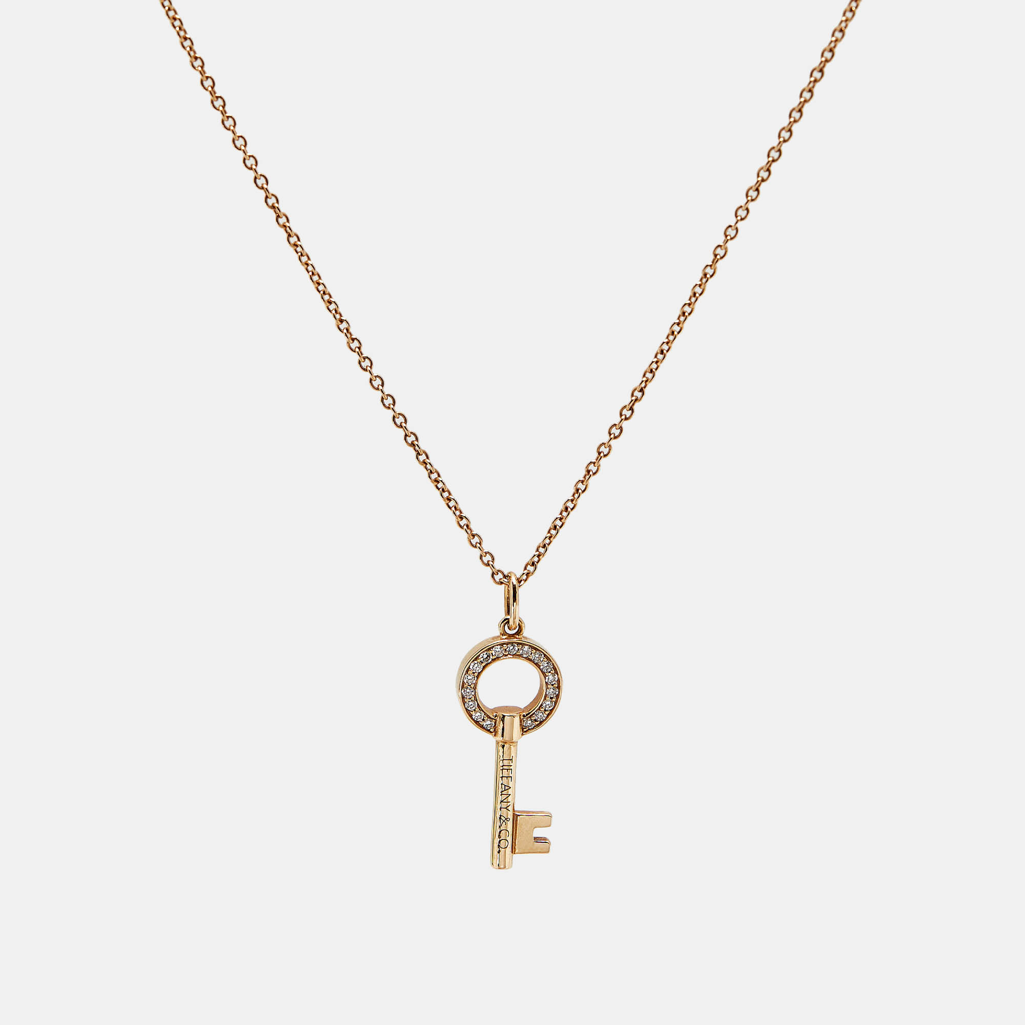 

Tiffany & Co. Tiffany Keys Diamonds 18k Rose Gold Mini Model Necklace