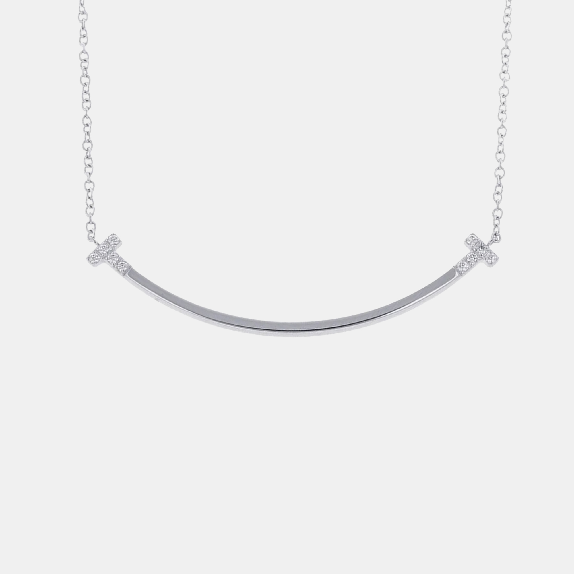 

Tiffany & Co. T Smile Small 18K White Gold Diamonds Necklace