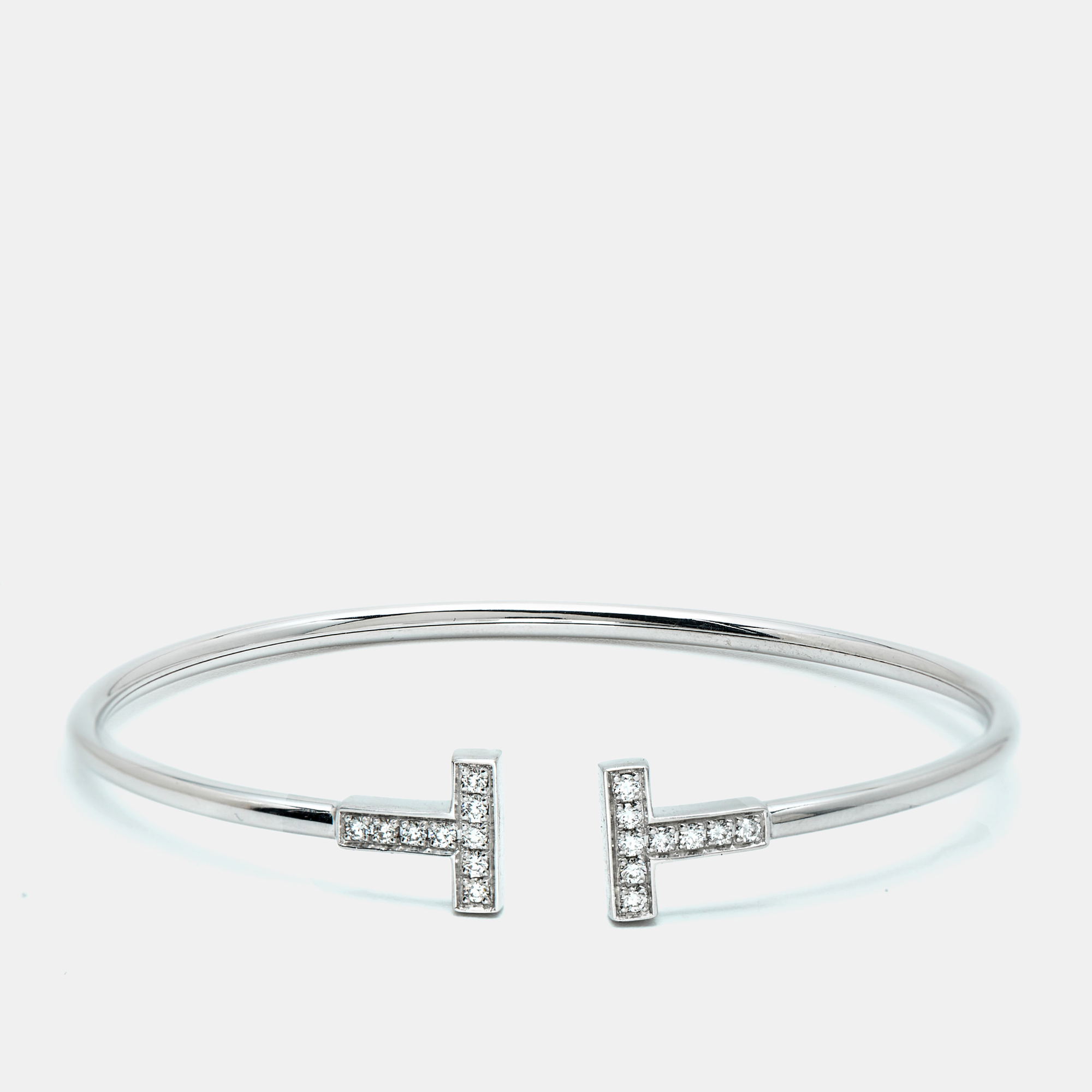 Pre-owned Tiffany & Co Tiffany T Wire Diamonds 18k White Gold Bracelet