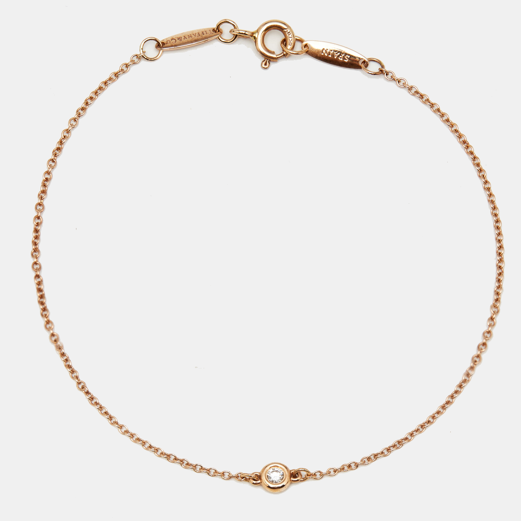 Pre-owned Tiffany & Co Elsa Peretti Diamonds By The Yard 18k Rose Gold Bracelet