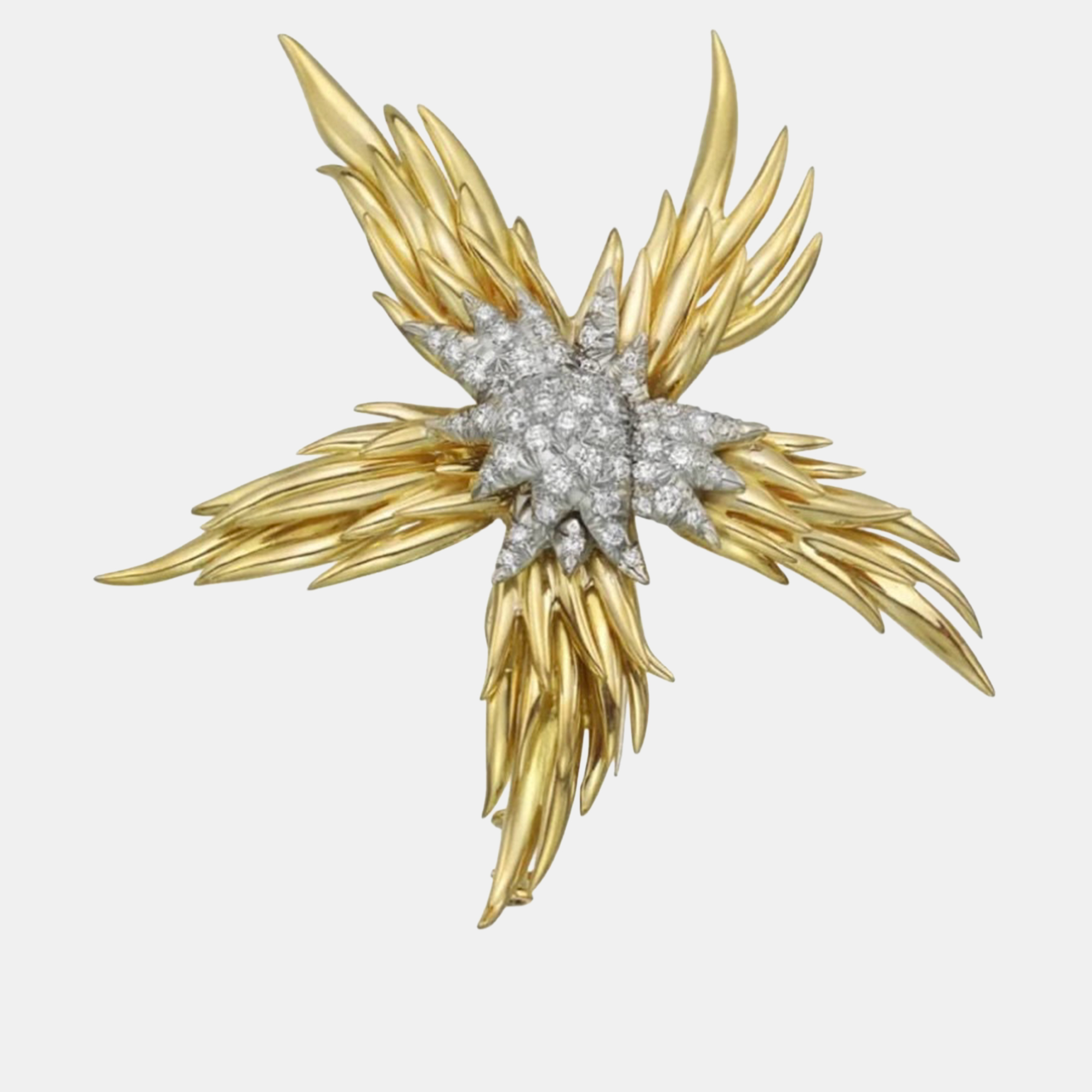 Pre-owned Tiffany & Co Schlumberger Flame Brooch Yellow Gold Diamond