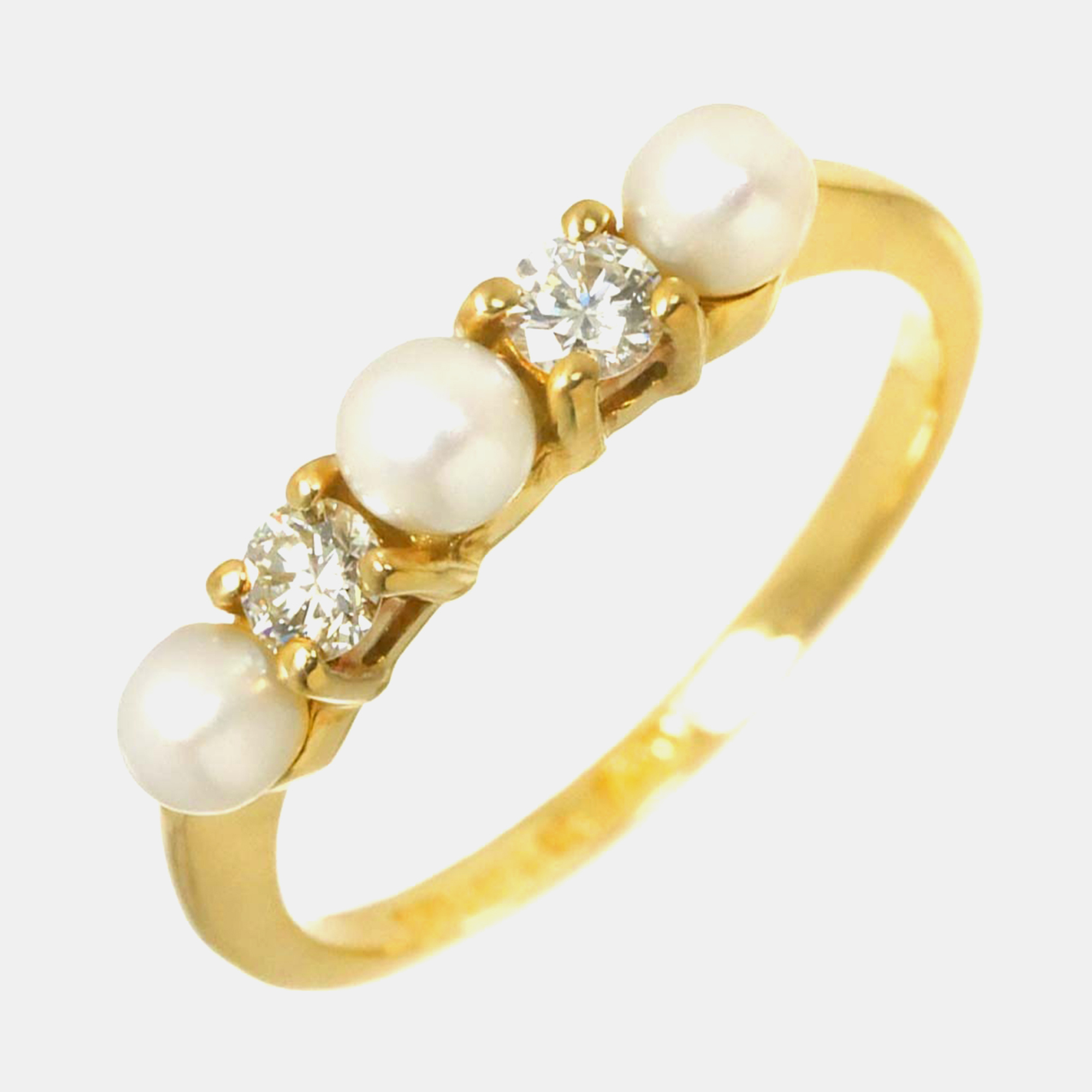 

Tiffany & Co. 18K Yellow Gold Baby Pearl & Diamond Ring EU 52