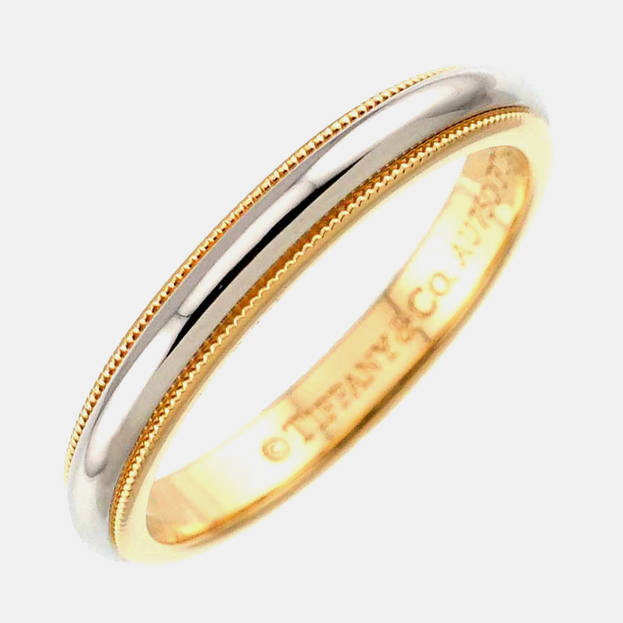 

Tiffany & Co. Platinum & 18K Yellow Gold Milgrain Band Ring EU 59
