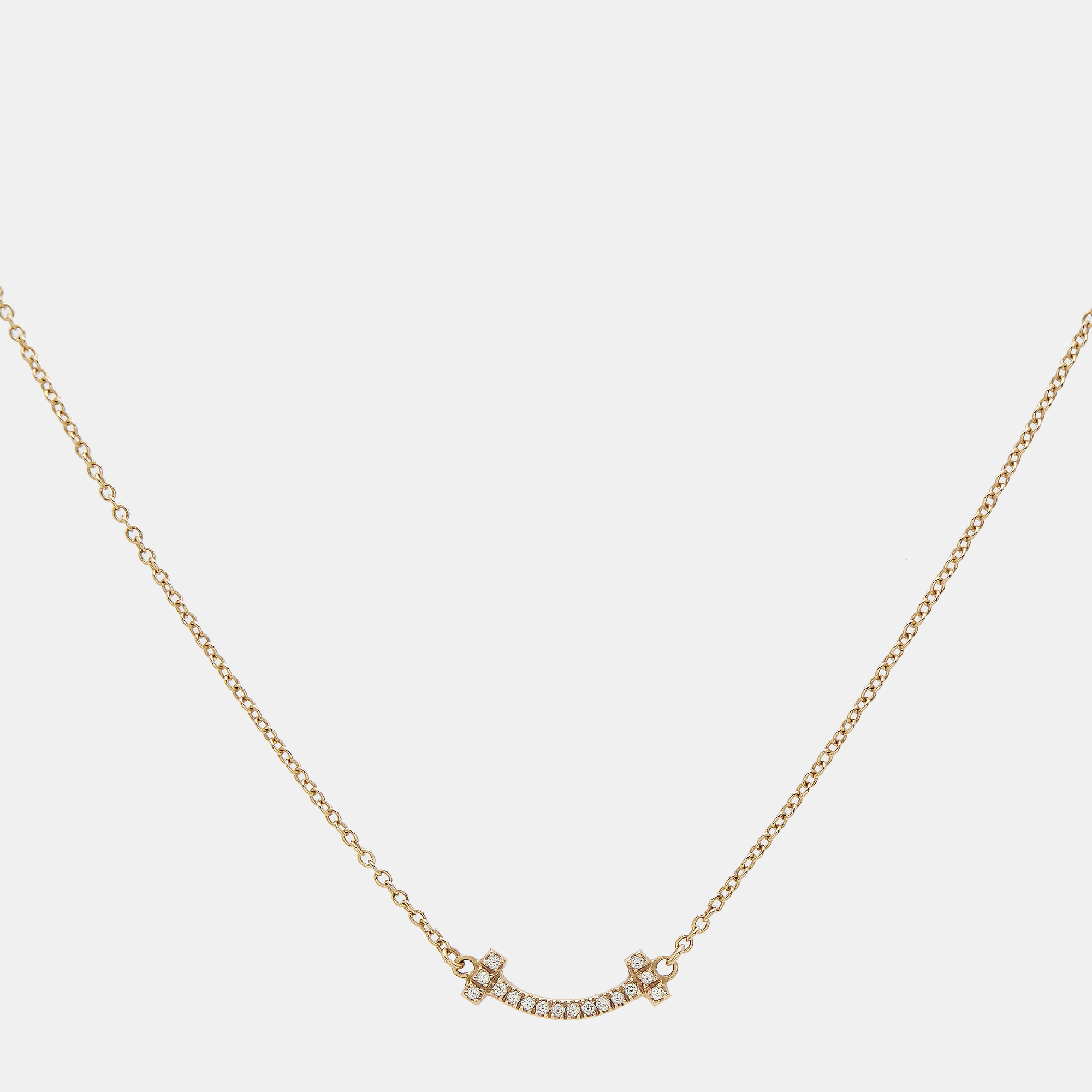 

Tiffany & Co. T Smile Diamonds 18k Rose Gold Mini Model Necklace