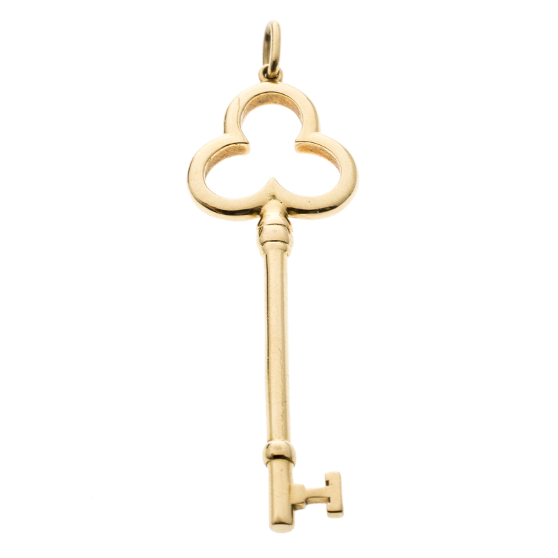 Tiffany & Co. Trefoil Key 18K Yellow Gold Pendant 