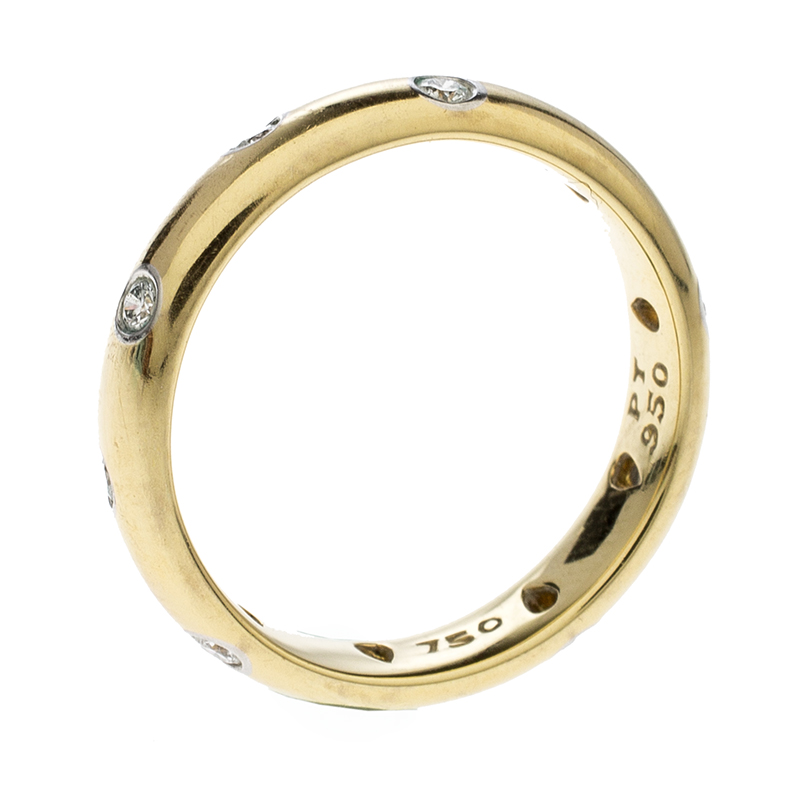 Tiffany & Co. Etoile Diamond Platinum 18k Yellow Gold Band Ring Size 53