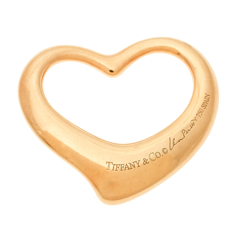 Tiffany & Co. Elsa Peretti Open Heart 18k Yellow Gold Pendant Charm