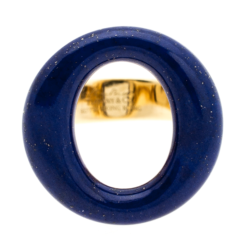 

Tiffany & Co. Elsa Peretti Sevillana Lapis Lazuli 18k Yellow Gold Ring Size