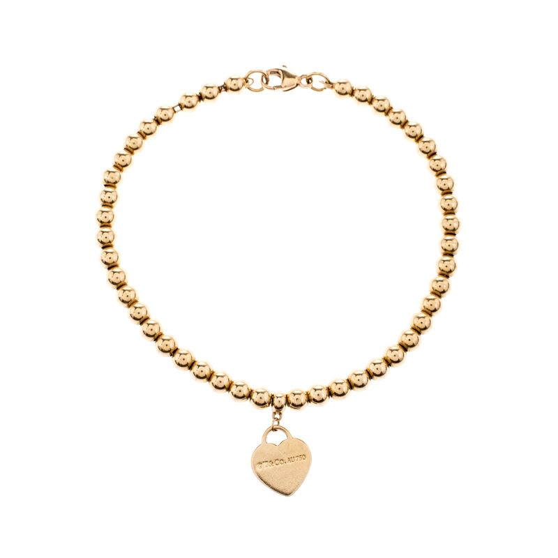Tiffany & Co. Return to Tiffany 18k Rose Gold Beaded Charm Bracelet