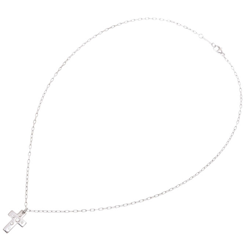 

Tiffany & Co. 18K White Gold Diamond Dots Cross Necklace, Silver