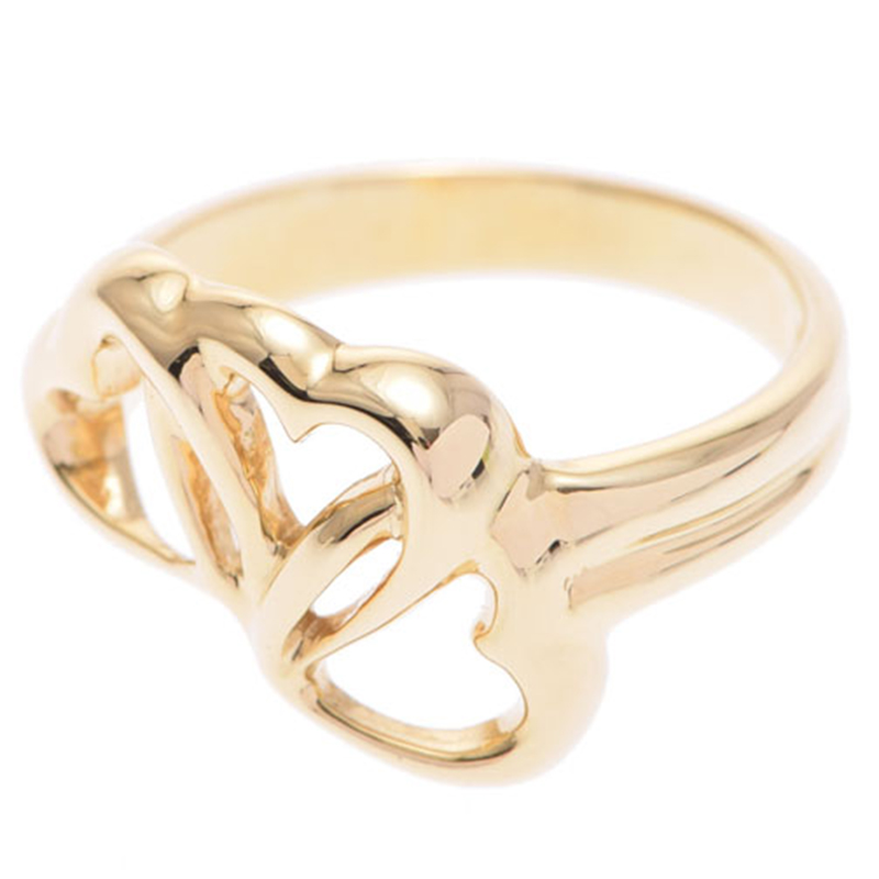 

Tiffany & Co. 18K Yellow Gold Triple Heart Ring Size