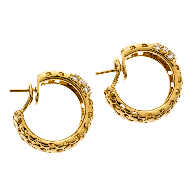 

Tiffany & Co. Vannerie Diamond 18k Yellow Gold Hoop Earrings