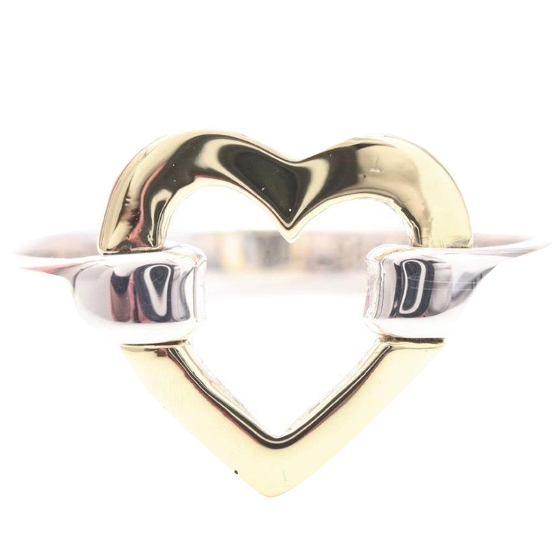 

Tiffany & Co. Heart Motif Sterling Silver And 18K Yellow Gold Ring Size