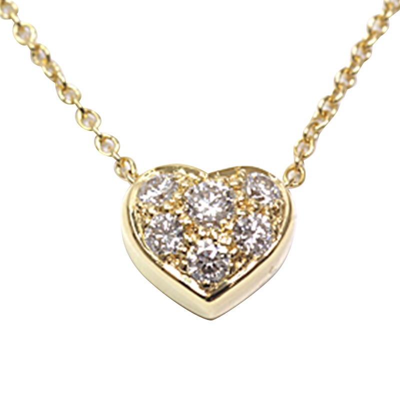 Pre Owned Tiffany & Co. Heart Diamond 18K Yellow Gold Pendant Necklace