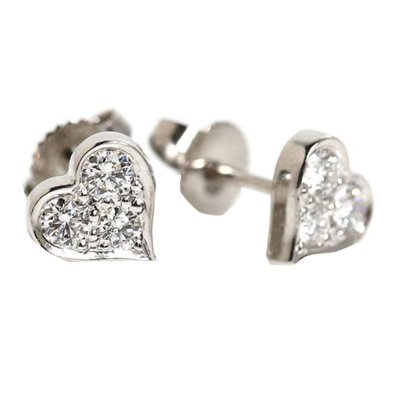 

Tiffany & Co. Heart Diamond Platinum Earrings, Silver