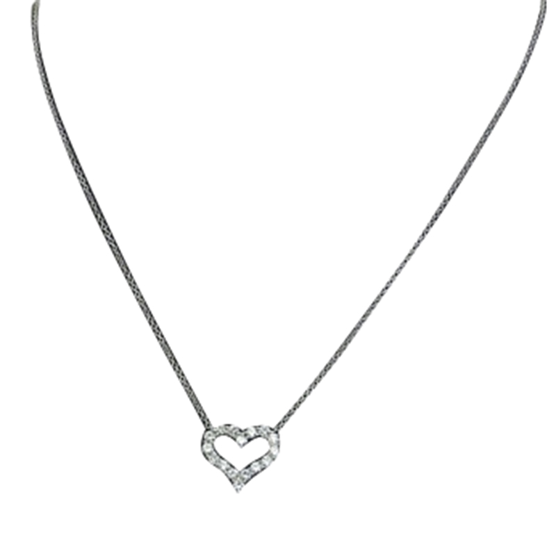 

Tiffany & Co. Heart Diamond Platinum Pendant Necklace, Silver