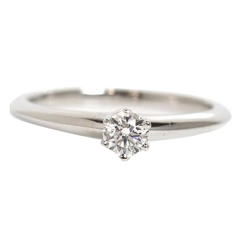 

Tiffany & Co. Solitaire 0.27 ct. Diamond Platinum Ring Size, Silver