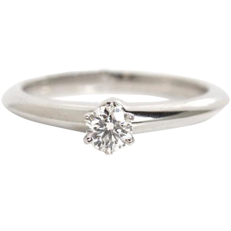 

Tiffany & Co. Solitaire 0.22 ct. Diamond Platinum Ring Size, Silver