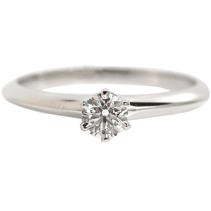 

Tiffany & Co Solitaire 0.26 ct. Diamond Platinum Ring Size, Silver