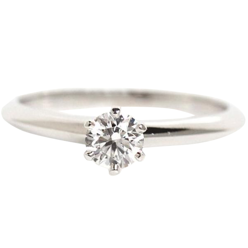 

Tiffany & Co Solitaire 0.35 ct. Diamond Platinum Ring Size, Silver