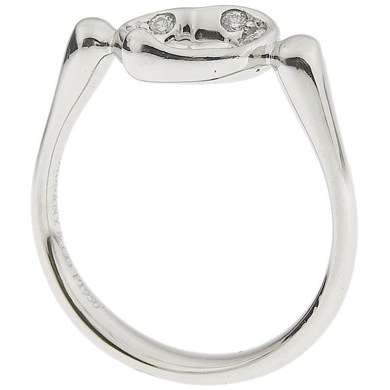 

Tiffany & Co. Open Heart Diamond Platinum Ring Size, Silver